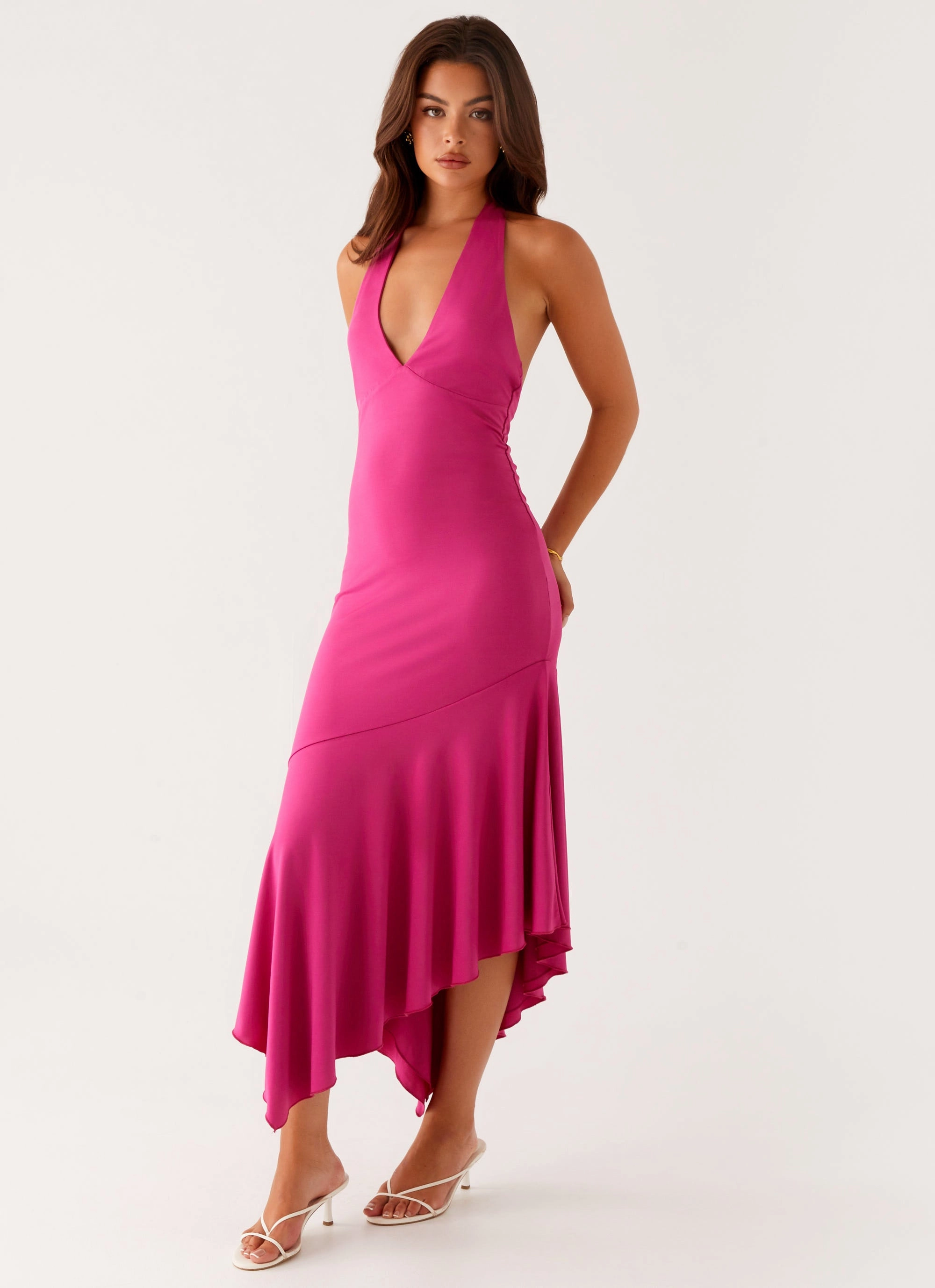 Go To Wear Lace Soft Perdita Midi Dress - Fuchsia