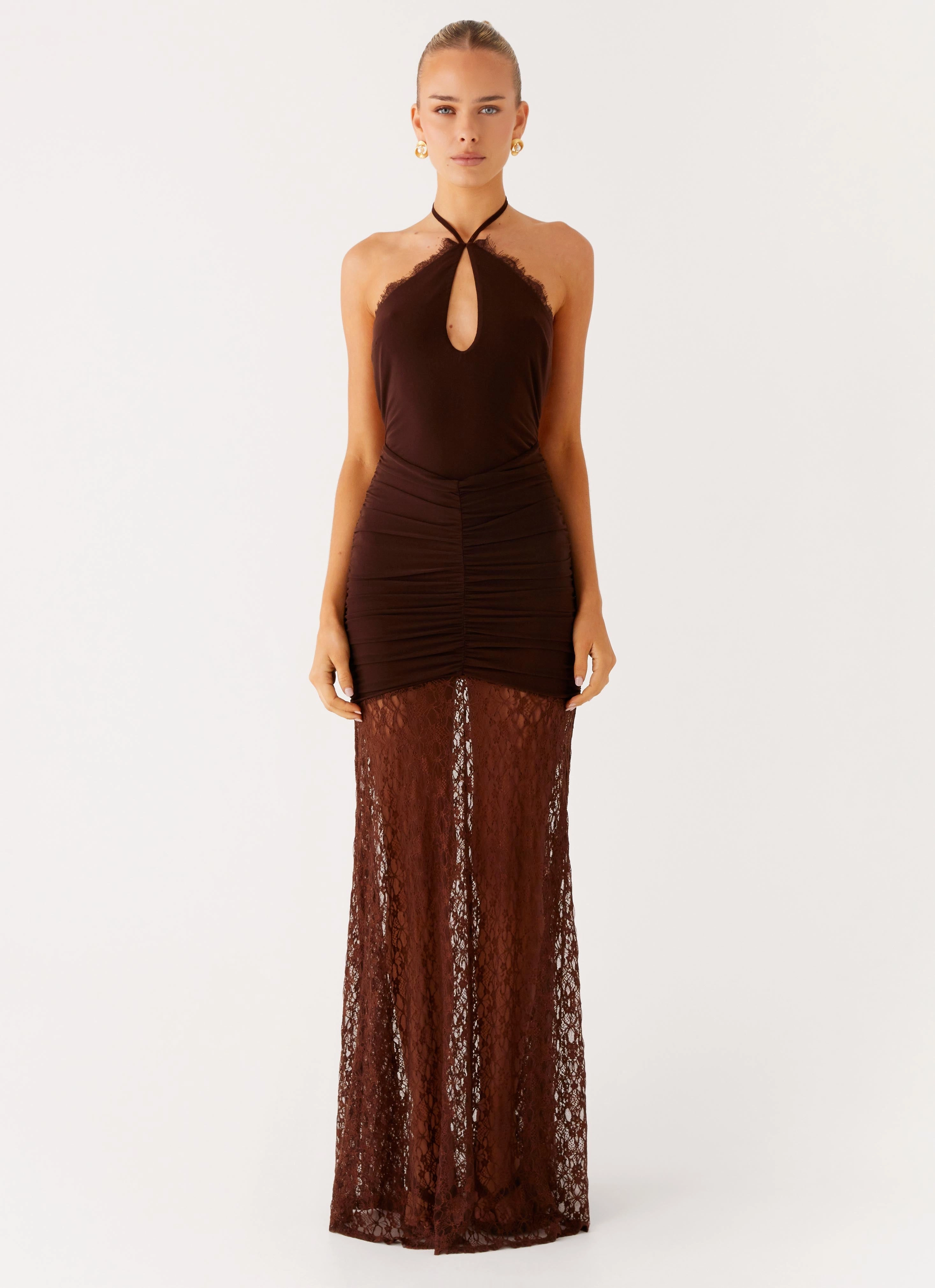Compact Fit Somber Maxi Dress - Chocolate