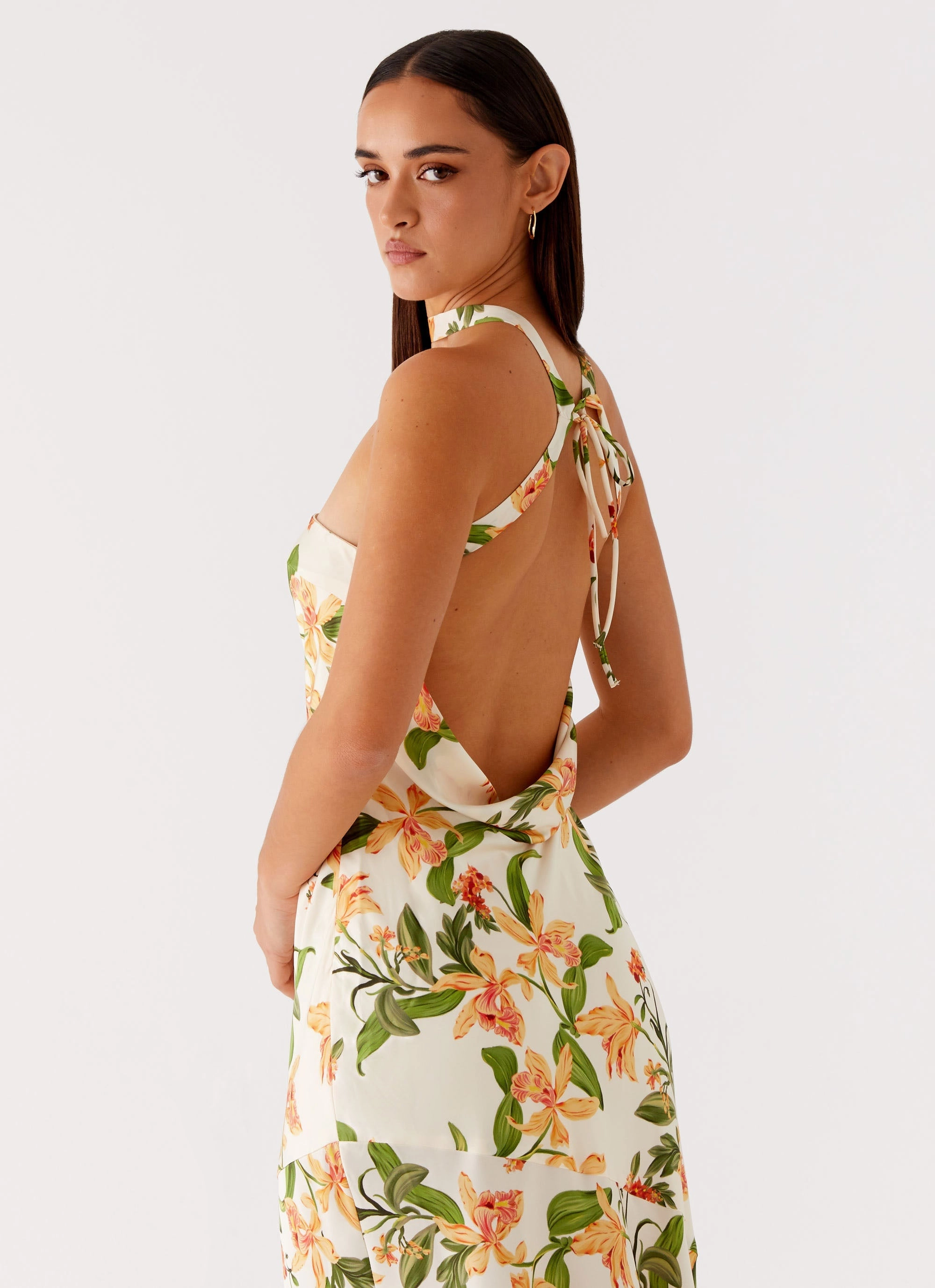 Damali Satin Maxi Dress - Floral Print Relax Form Sharp Mood