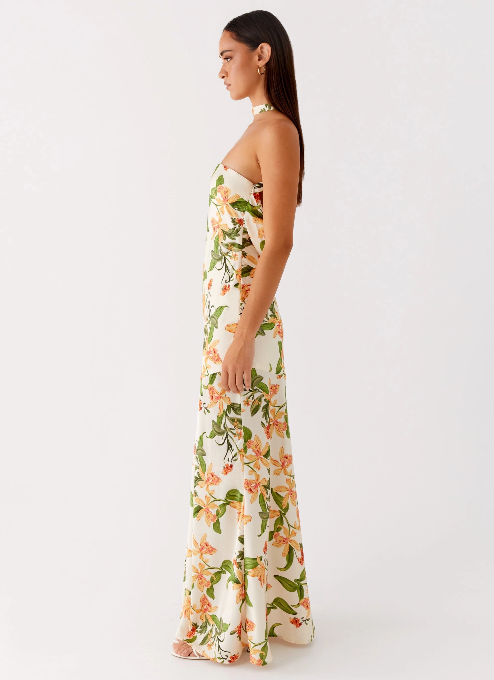 Damali Satin Maxi Dress - Floral Print Calm Touch