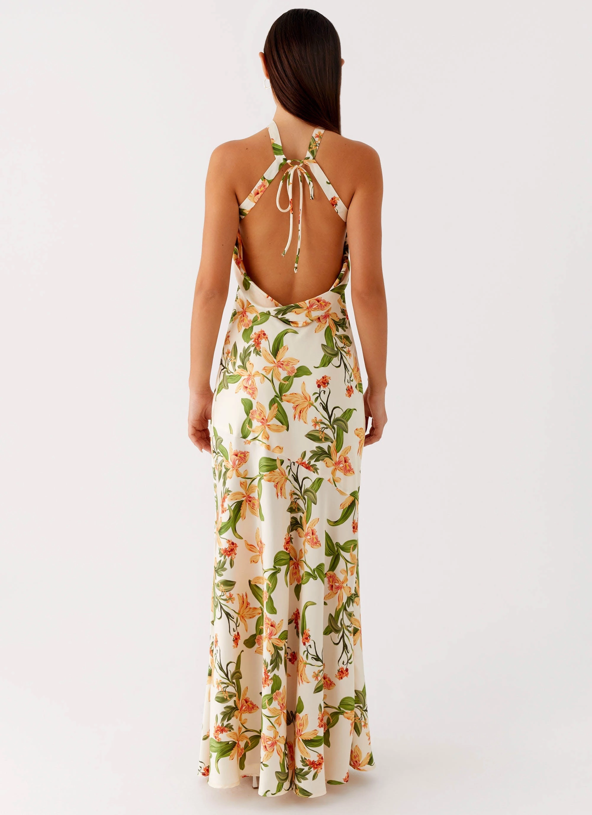 Damali Satin Maxi Dress - Floral Print Japan Line