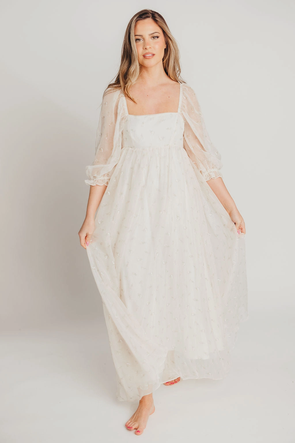 Calm Beauty Stylish Pick Mona Maxi Dress with Smocking in Butter Floral - Bump Friendly & Inclusive Sizing (S-3XL)