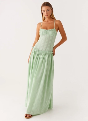 Jacinda Drop Waist Maxi Dress - Sage Playful touch