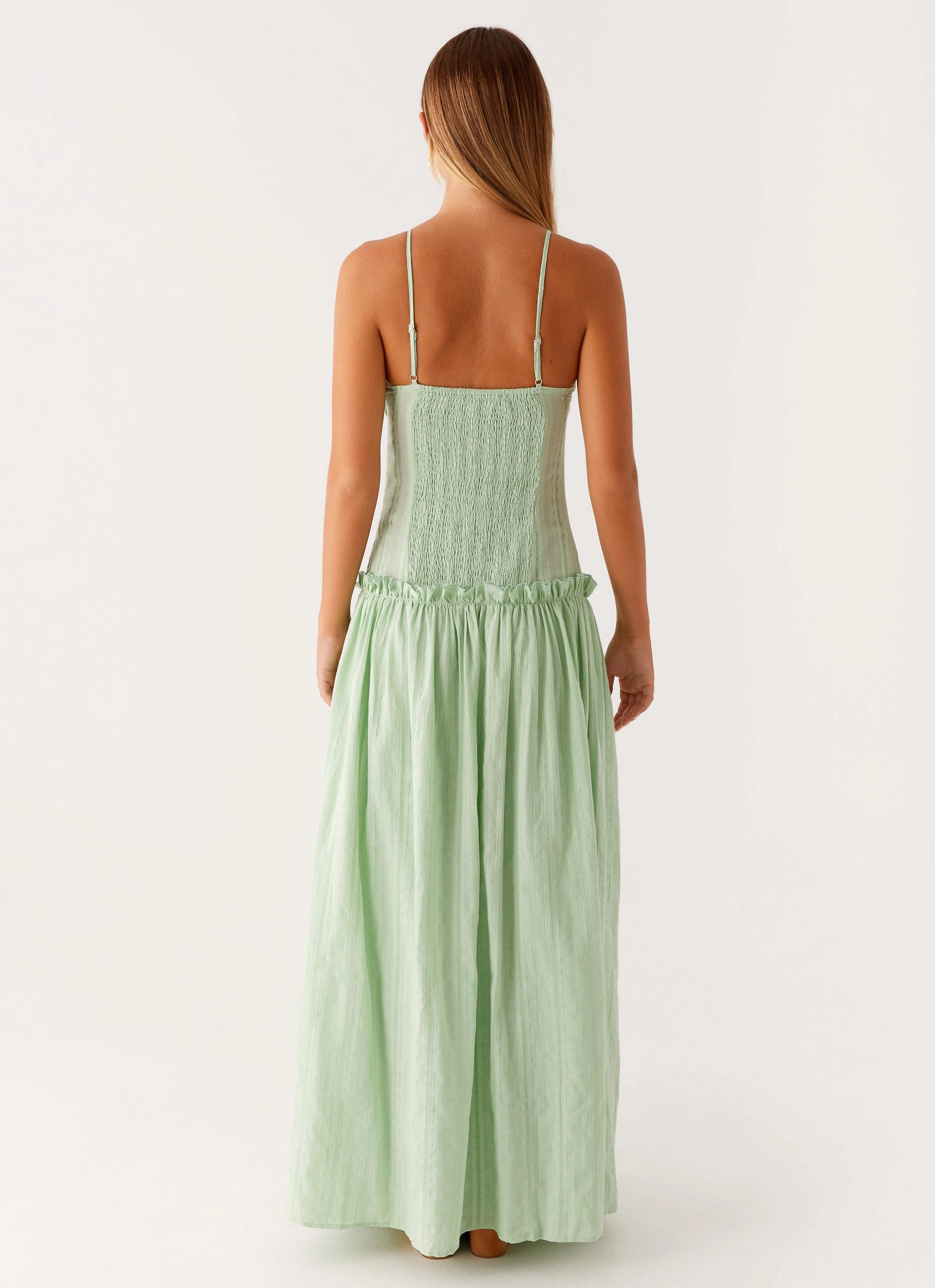 Jacinda Drop Waist Maxi Dress - Sage Neutral Look