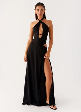 Easy Layering Piece DoubleLayeredMaterial Turner Maxi Dress - Black