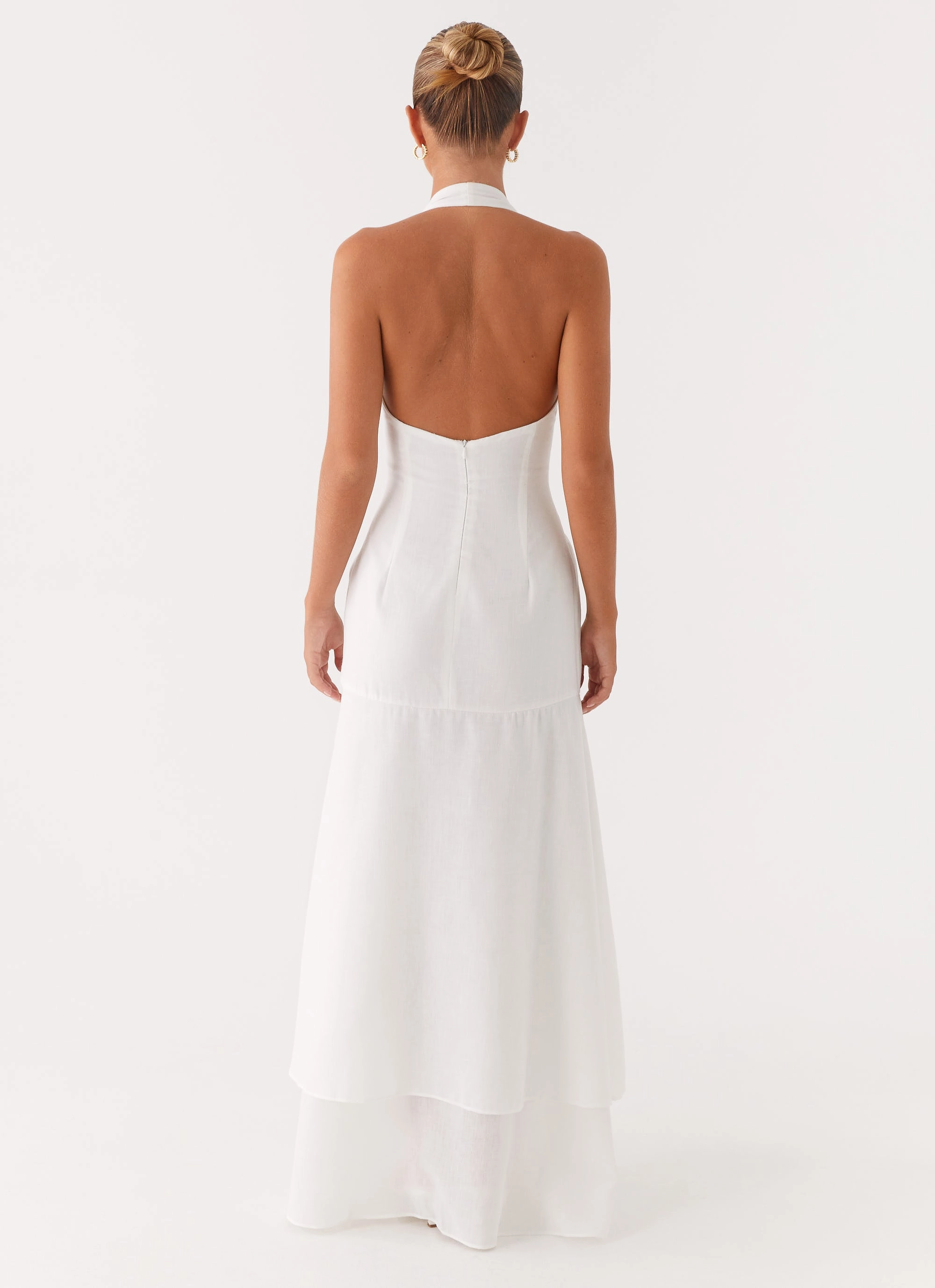 Turu Maxi Dress - White Drawstring-Closure