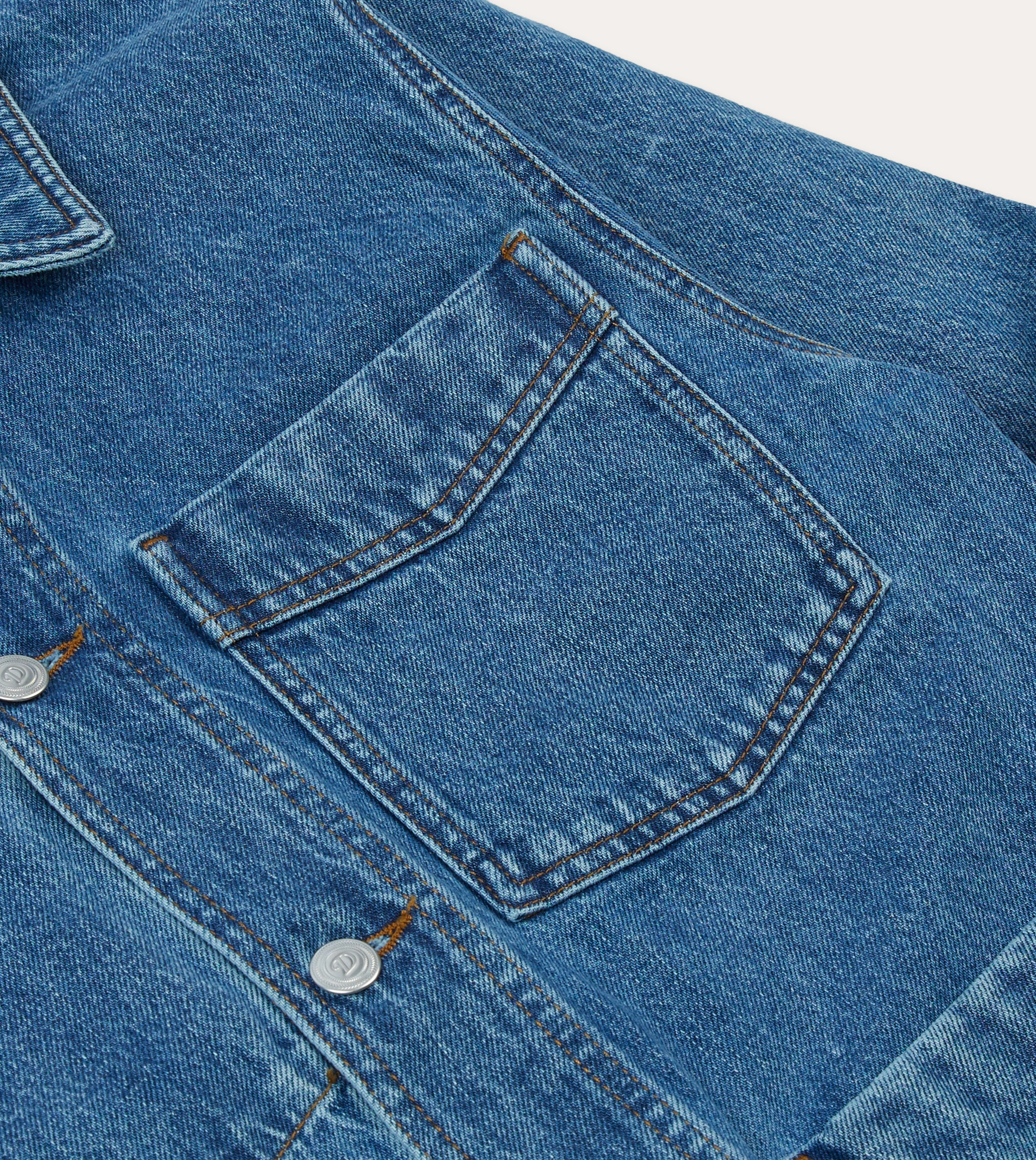 Bleach Wash Denim Work Jacket Indoor Layer High Visibility Accents