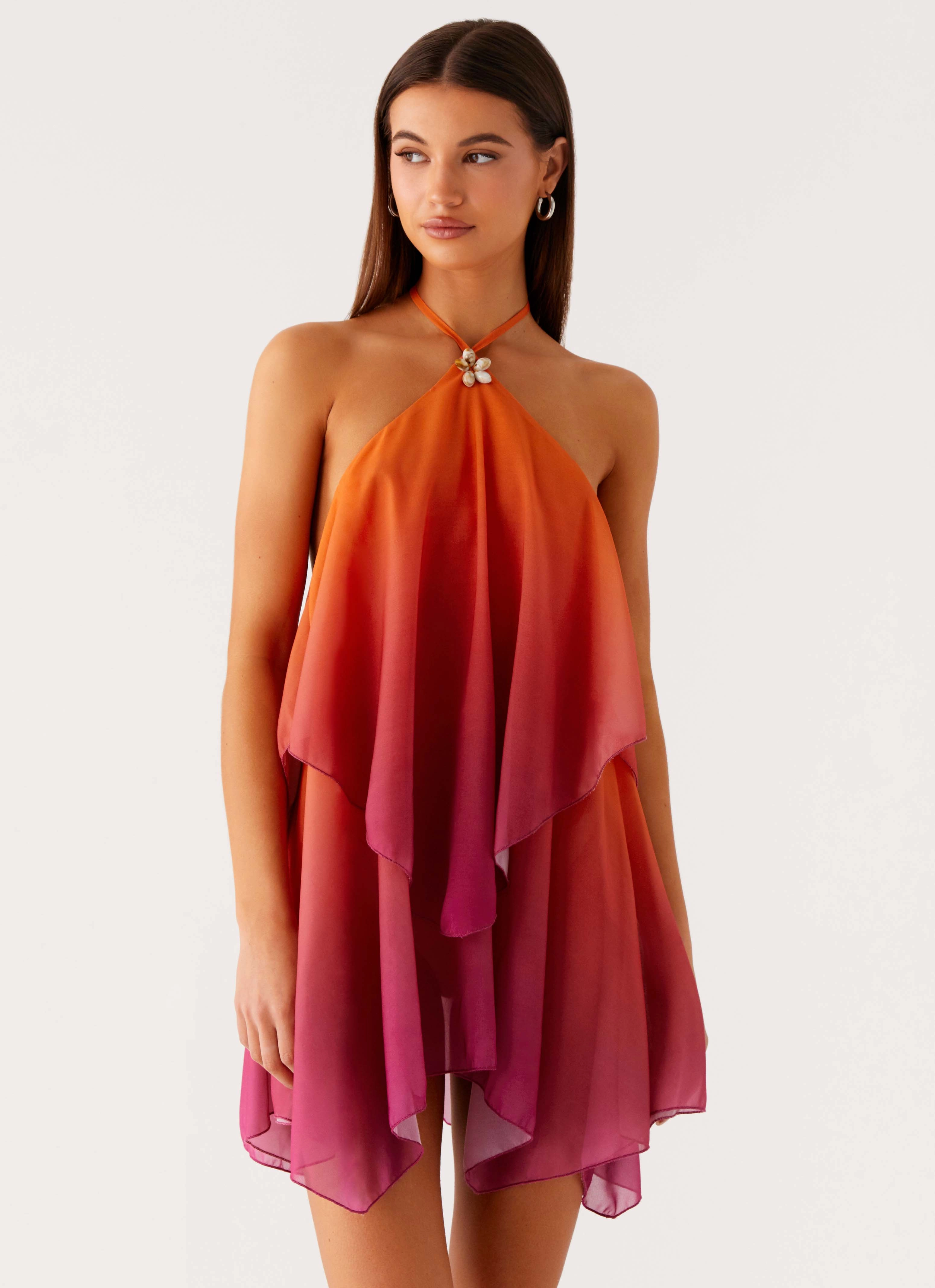 Twin Flame Mini Dress - Orange Gradient Fitted waist