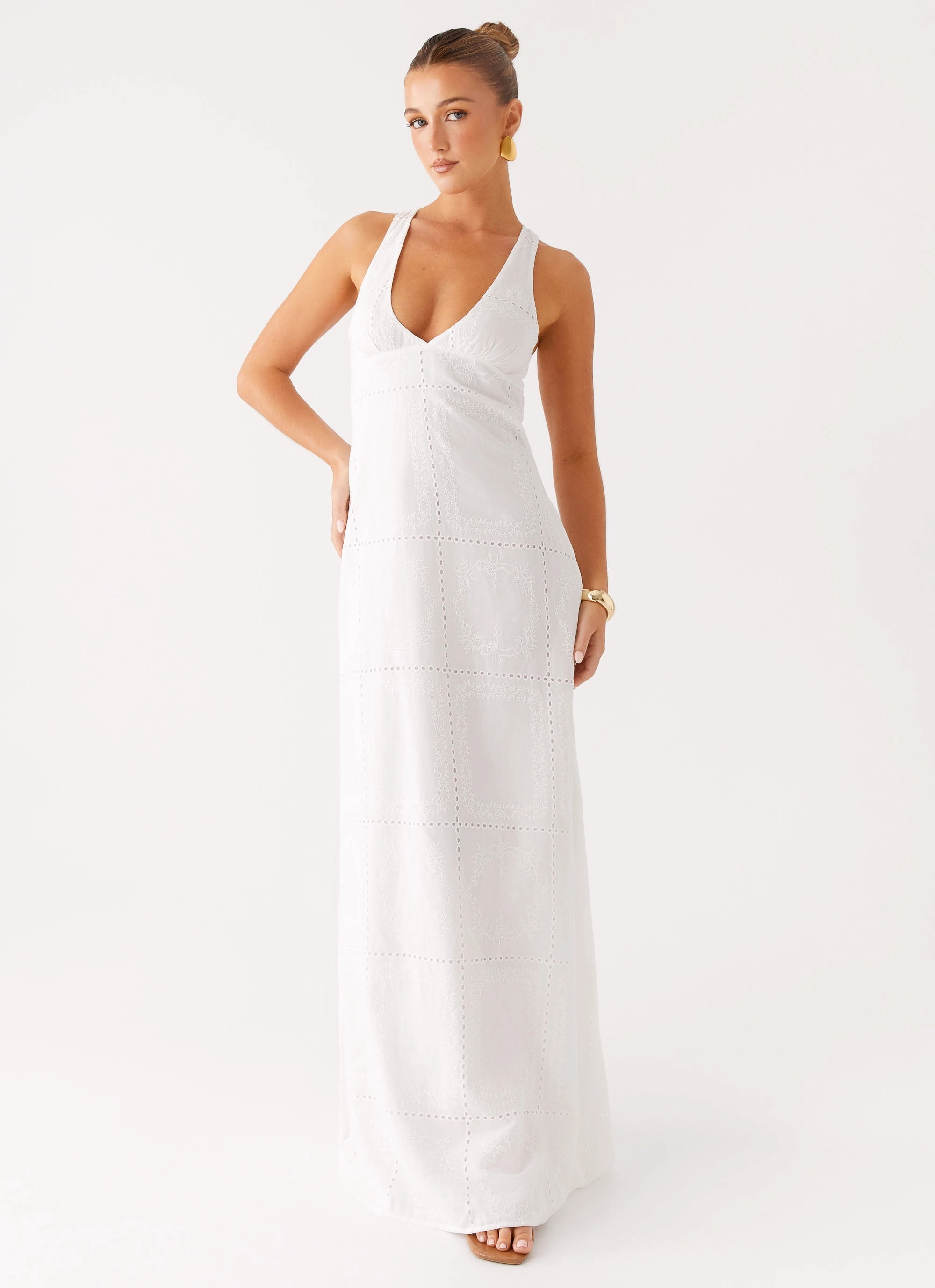 Flow Line spring outfit Kiana Halter Maxi Dress - White