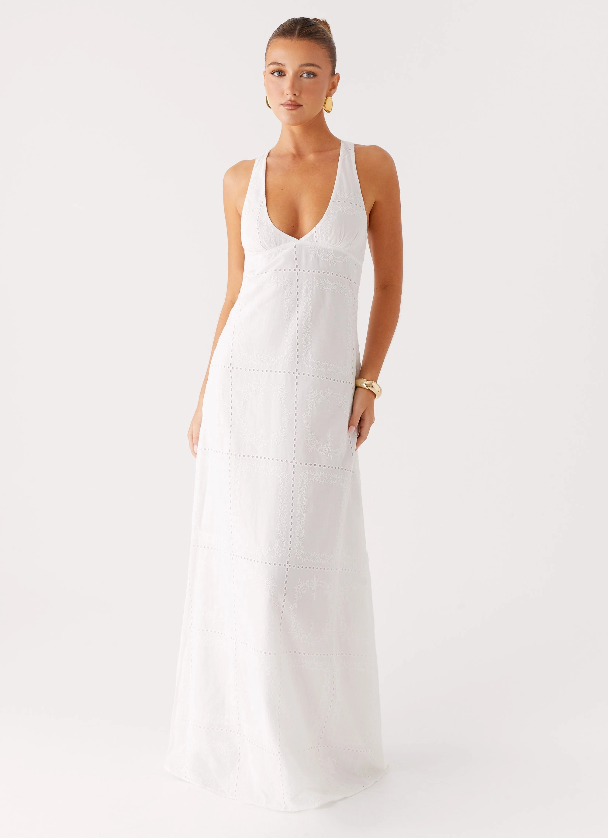 Garden Fresh Warm Undertone Kiana Halter Maxi Dress - White