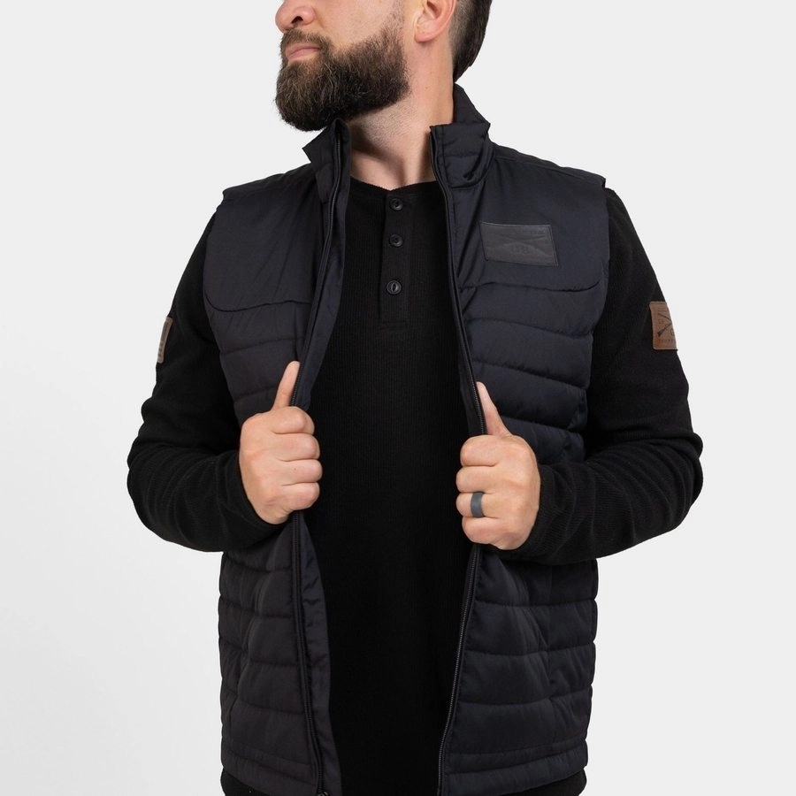 FadeResistant Print Men's Quilted Vest - Black