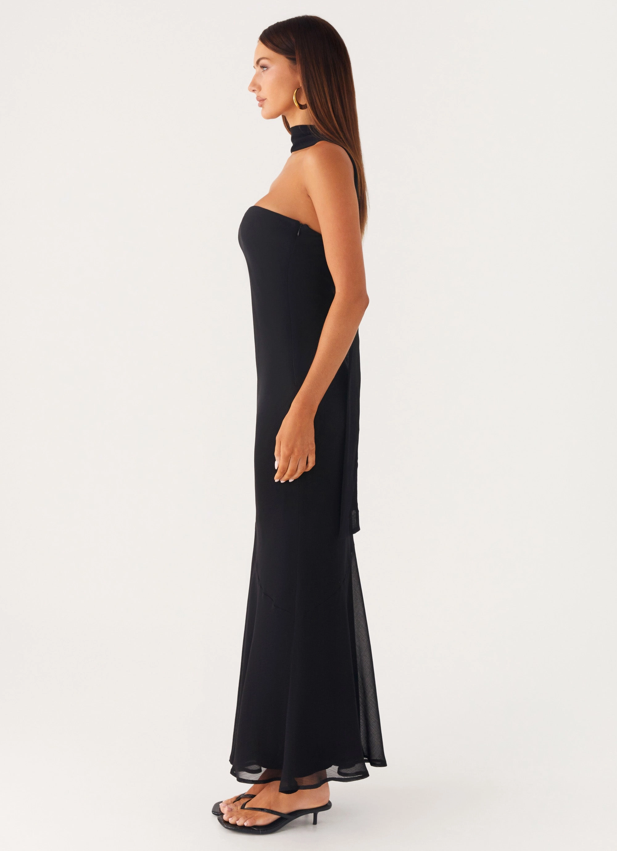 Under the Pagoda Maxi Dress - Black urban vibe Draped Layer