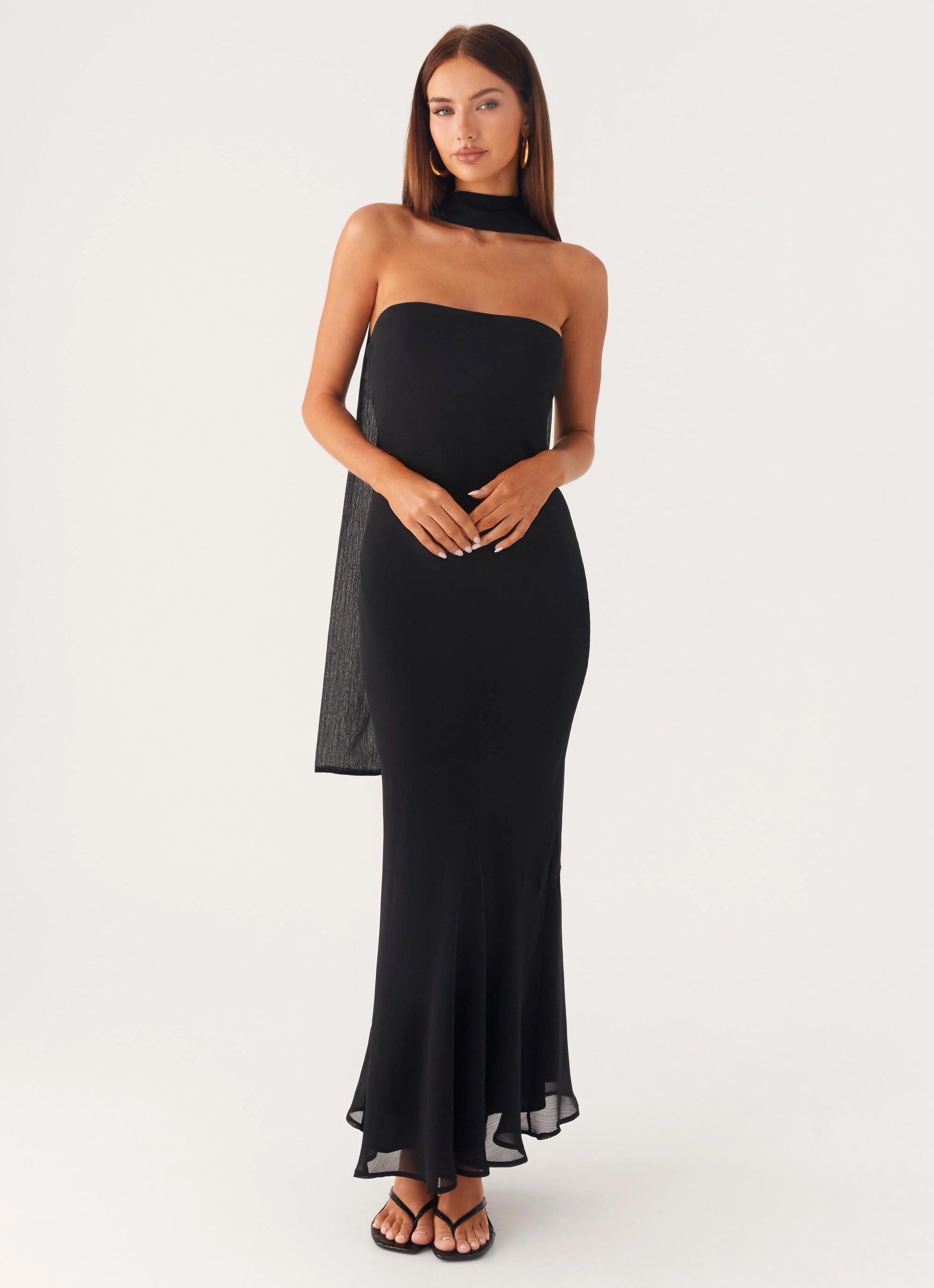 loose silhouette Youthful Style Under the Pagoda Maxi Dress - Black