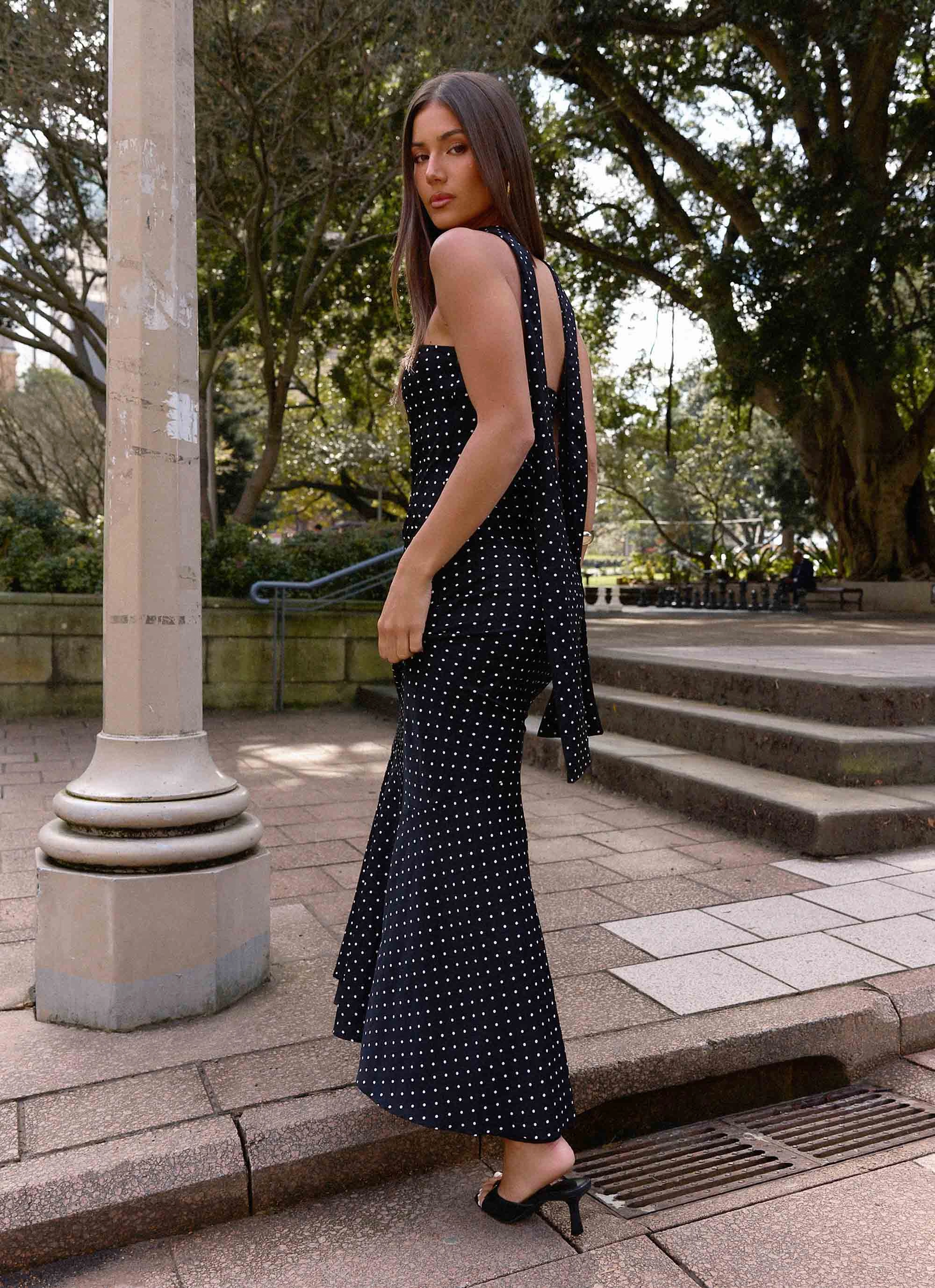 Pure Shape Under The Pagoda Maxi Dress - Black Polkadot