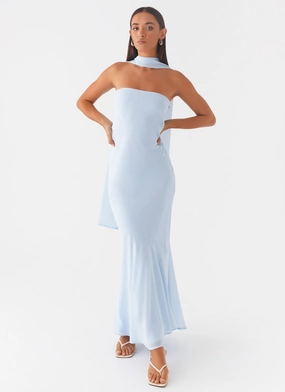 Under The Pagoda Maxi Dress - Blue Flattering Look Wear Soft Texture
