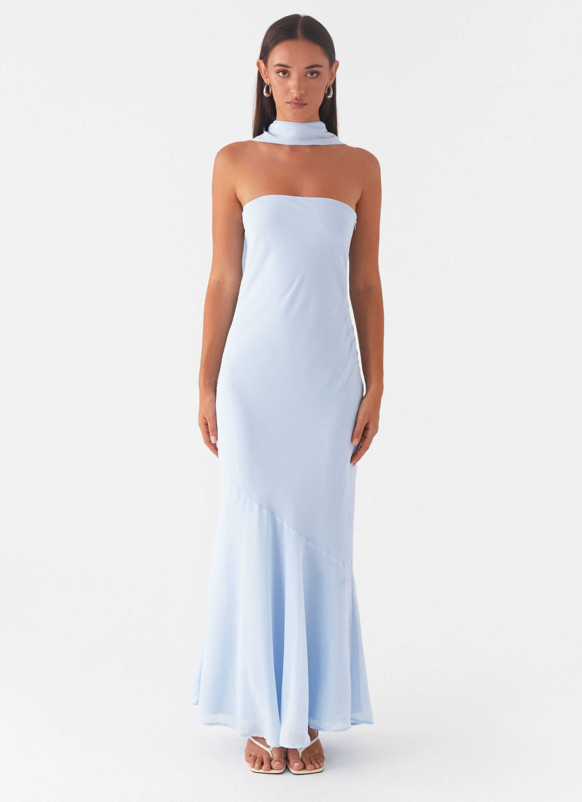 Under The Pagoda Maxi Dress - Blue Chilly Weather Layer Comfort Stretch