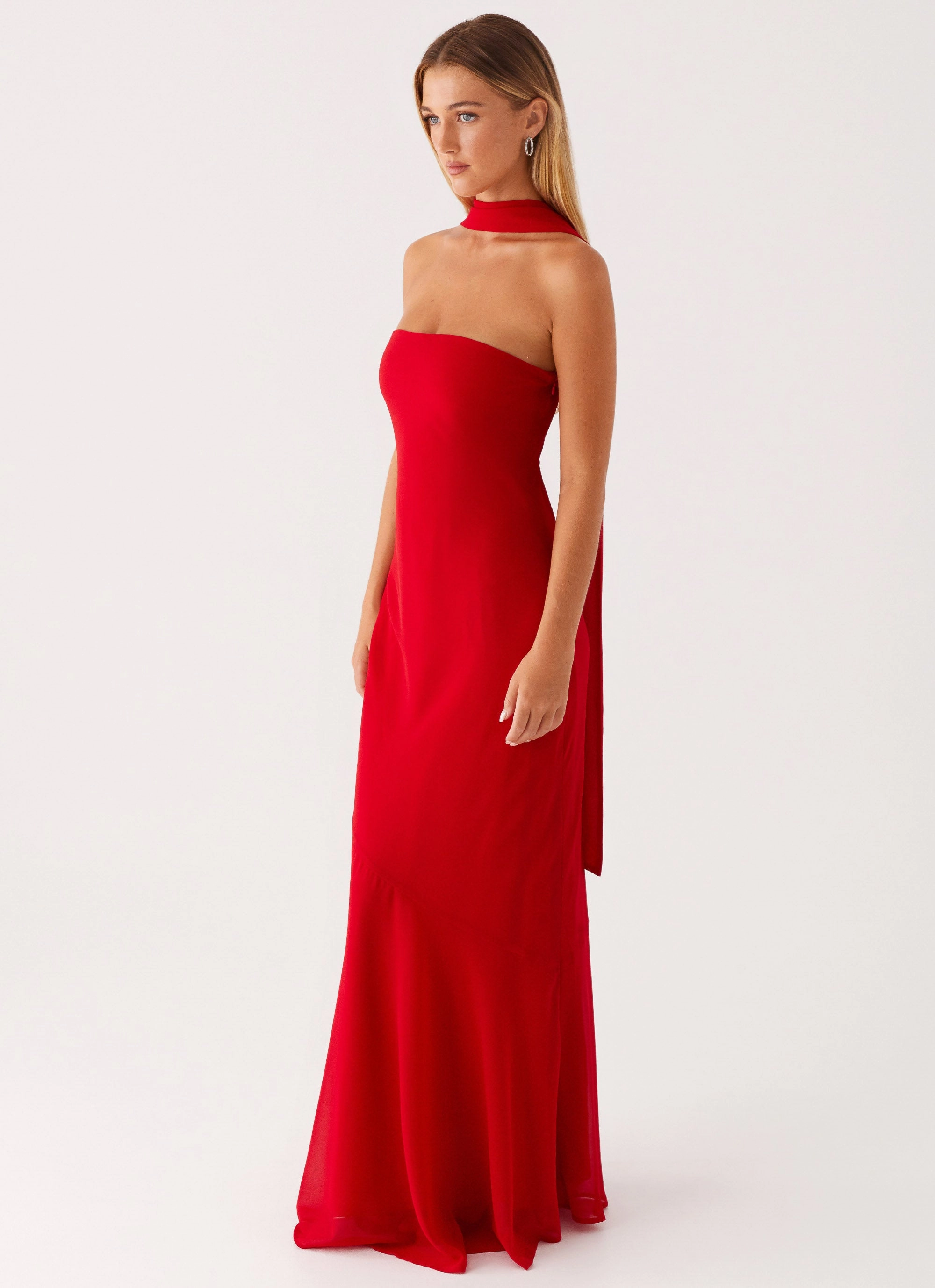 Under The Pagoda Maxi Dress - Red Inner Smile Straight-Cut