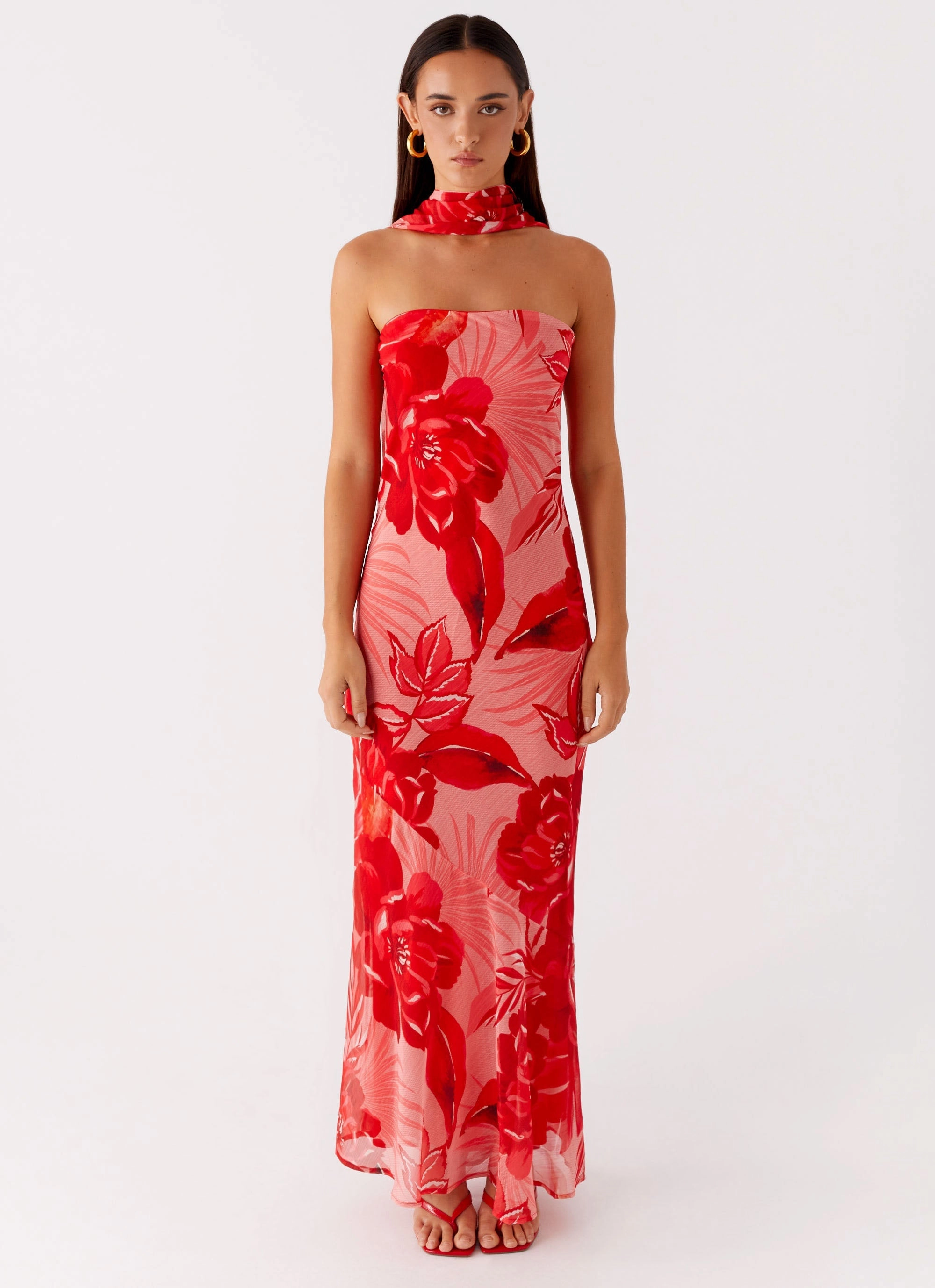 Linen Chic Lined interior Under The Pagoda Maxi Dress - Sicily Sunsets Print