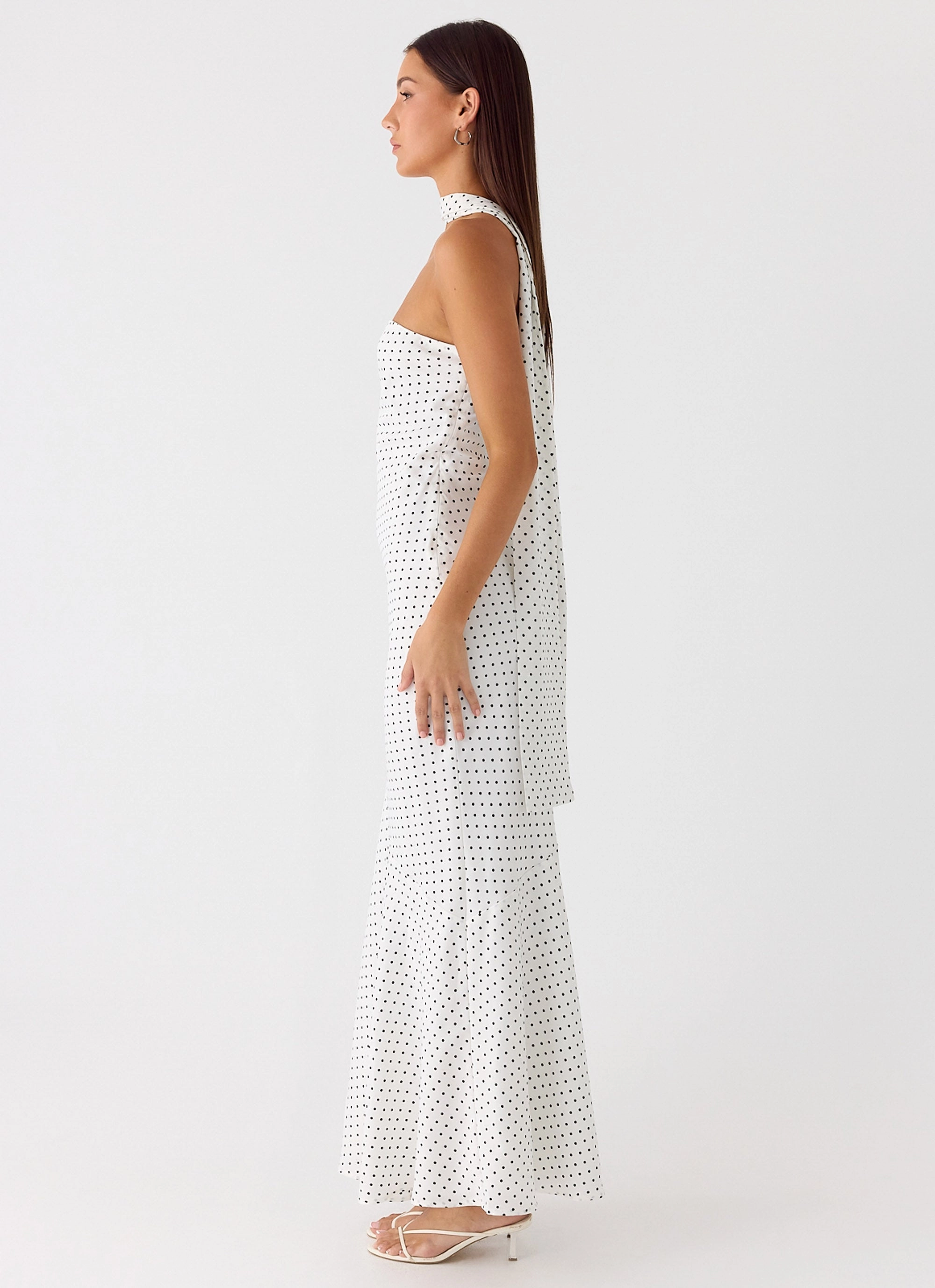 Under The Pagoda Maxi Dress - White Polkadot NonIrritatingLining