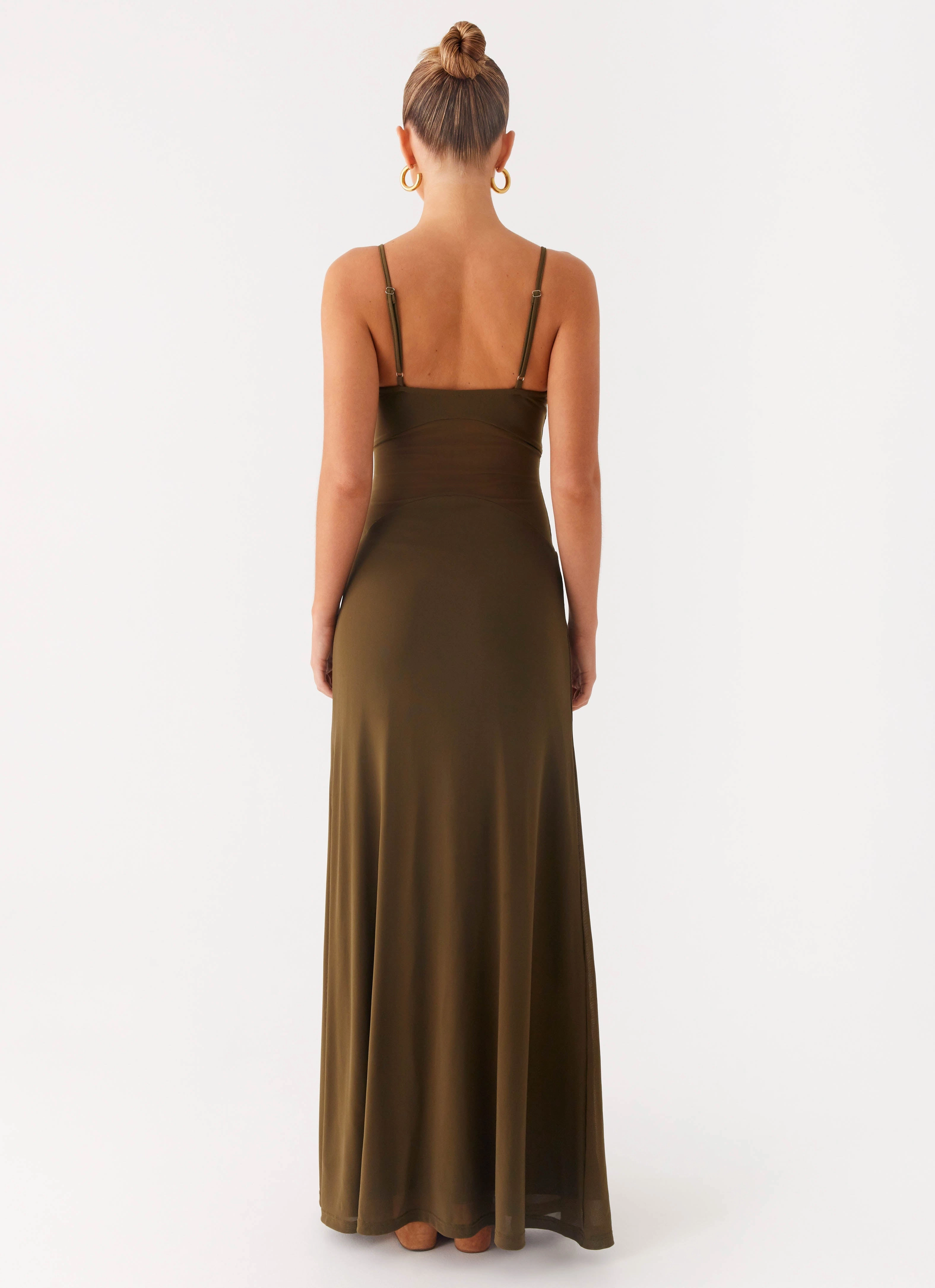 London Edge Edgy Layers Starfall Maxi Dress - Khaki