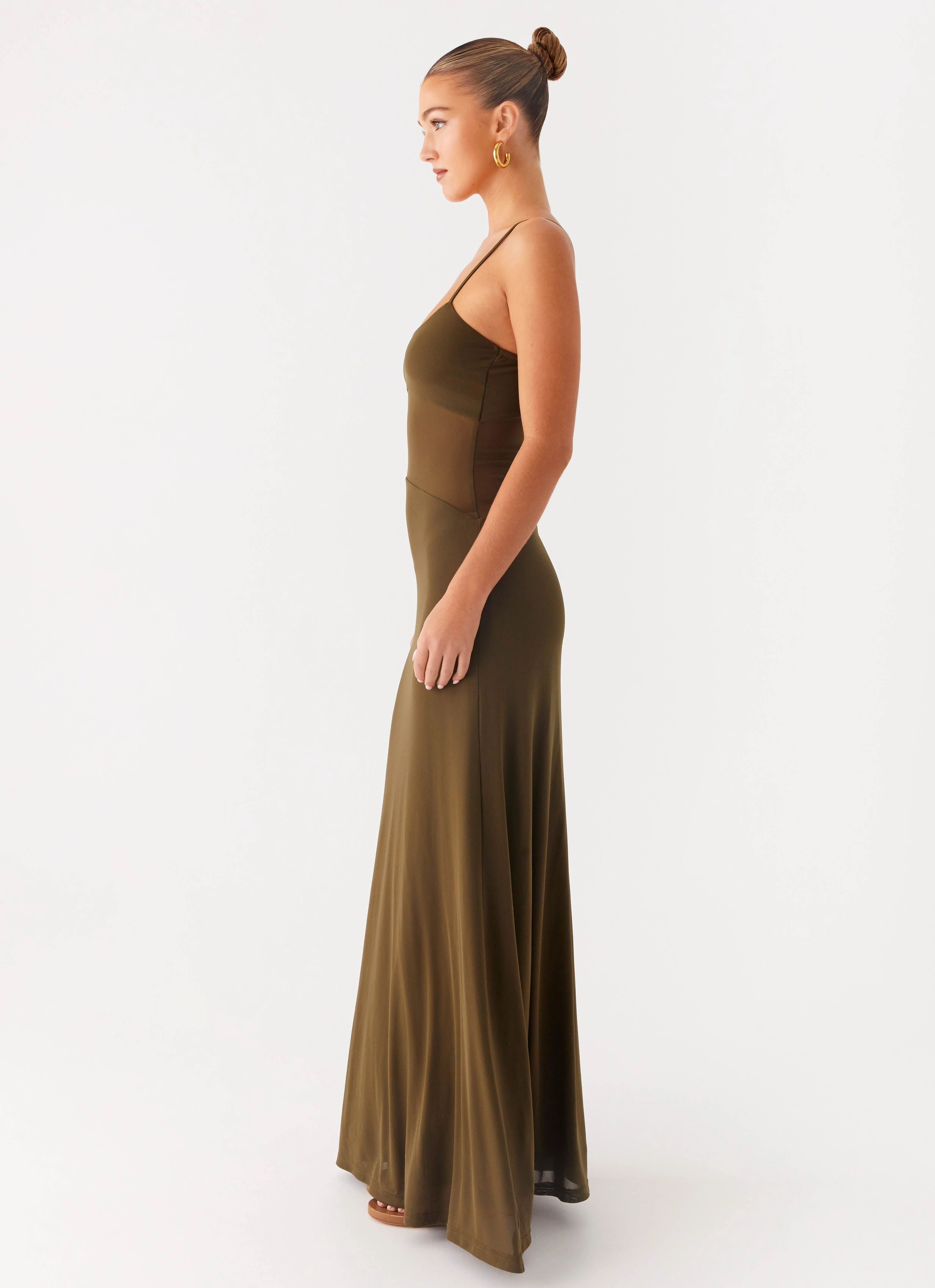 Elegant Mature Starfall Maxi Dress - Khaki
