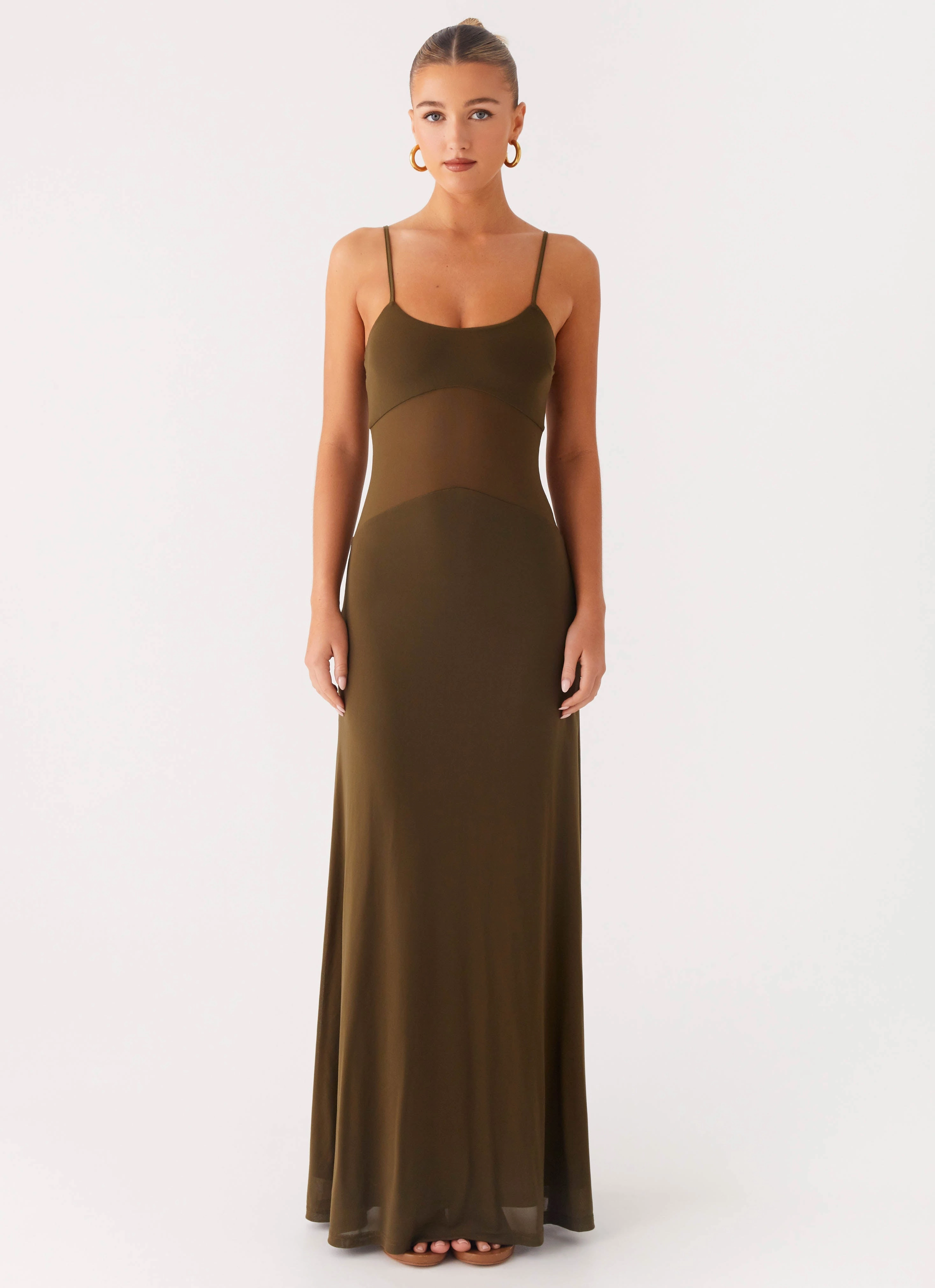 Starfall Maxi Dress - Khaki Polished Details