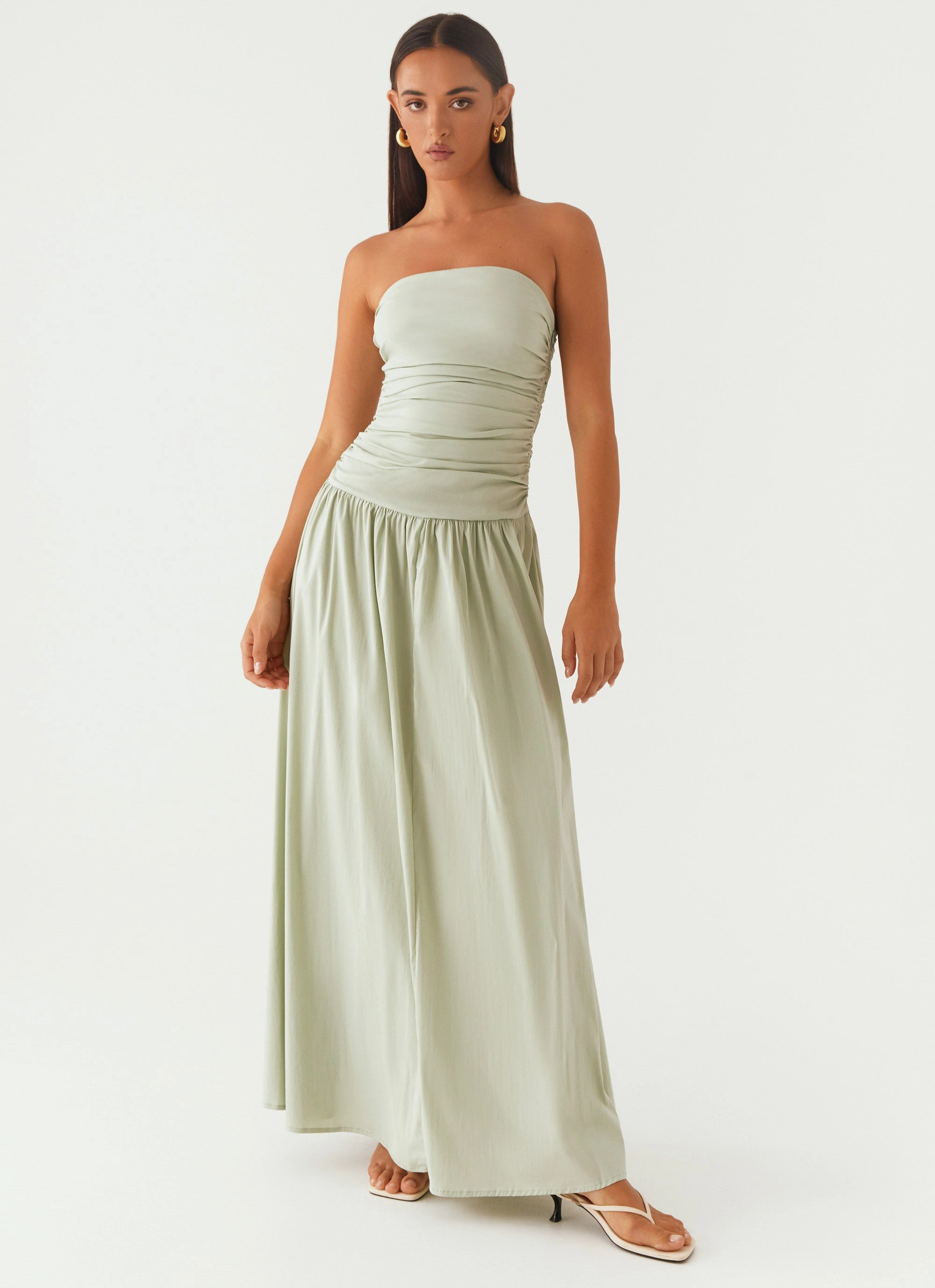 Carmel Maxi Dress - Sage Layered Wear tailored look