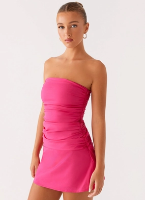 All-Purpose Wear Terra Gathered Mini Dress - Fuchsia