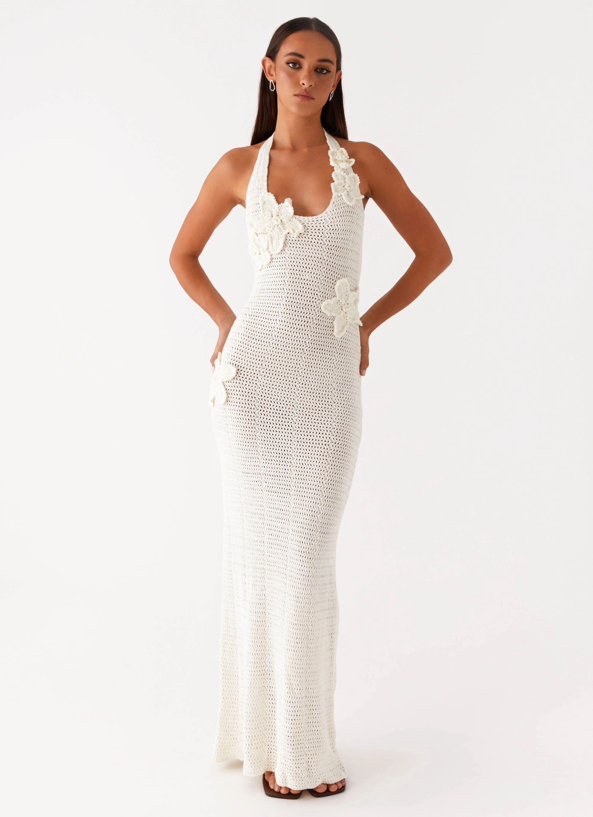 Novalee Flower Crochet Maxi Dress - Ivory All Season