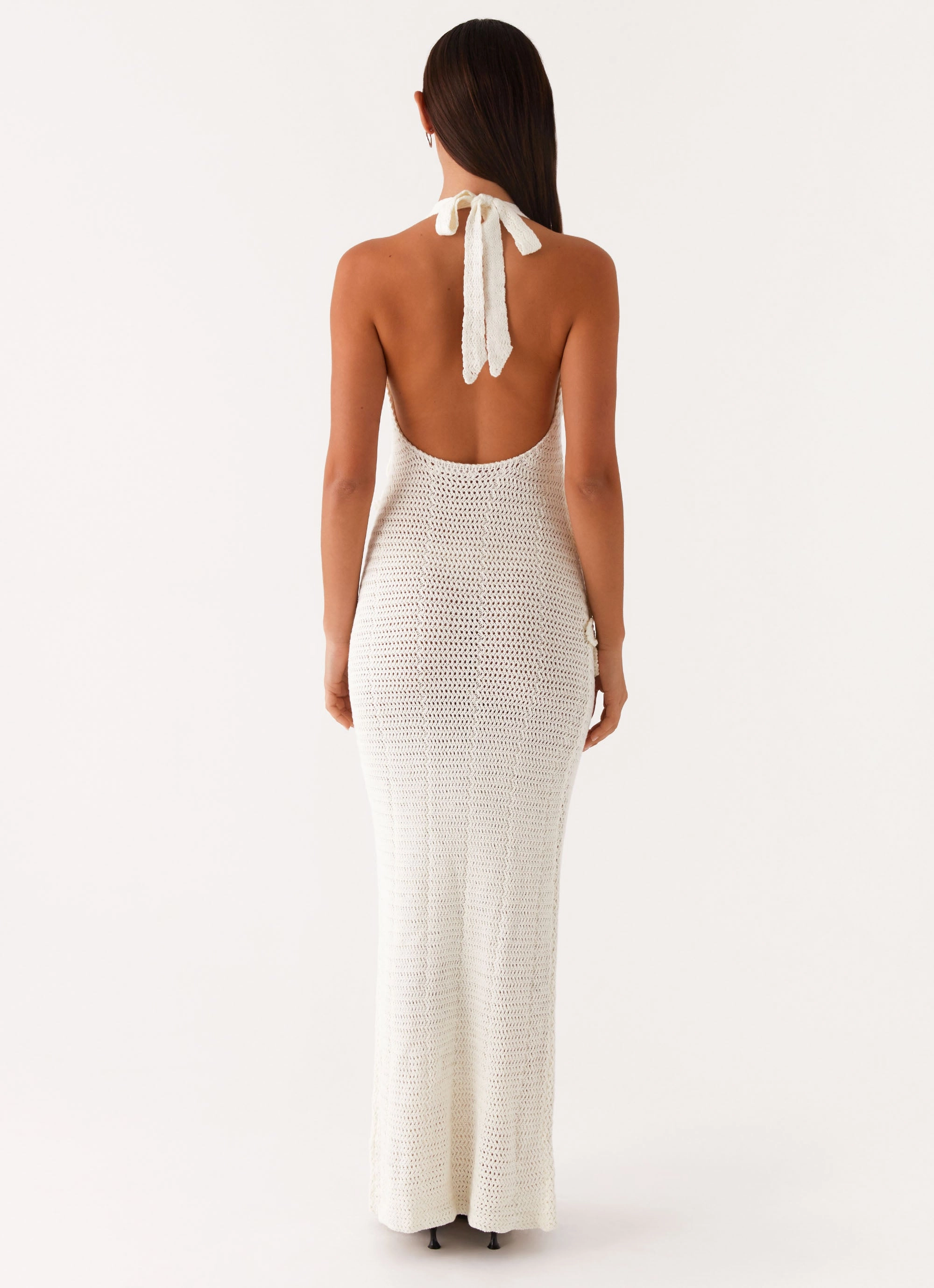 Novalee Flower Crochet Maxi Dress - Ivory Bride Side