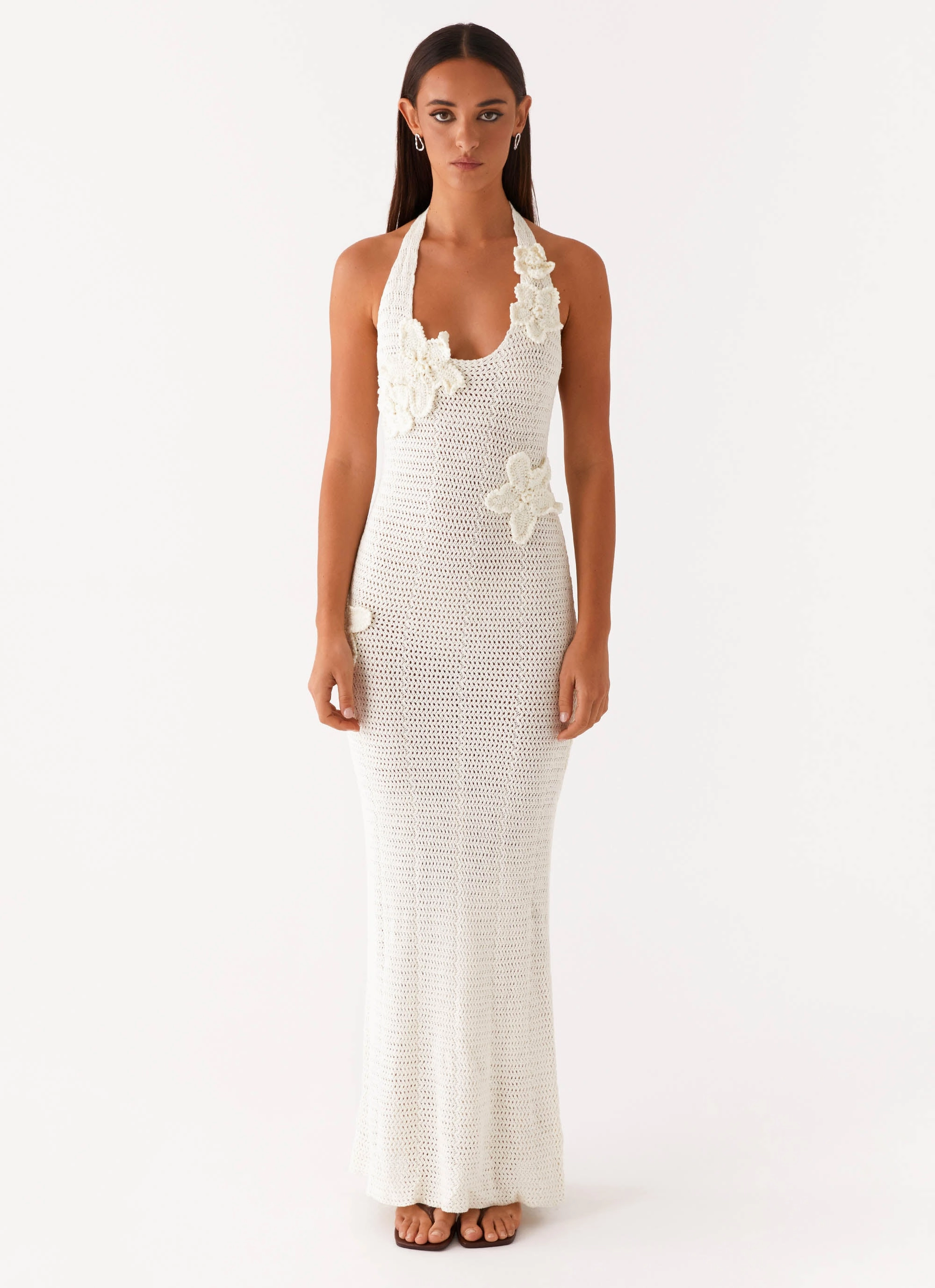 Novalee Flower Crochet Maxi Dress - Ivory Relaxed and stylish Odor-Control