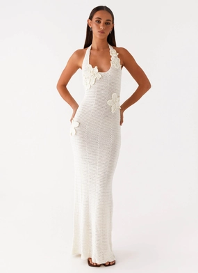 Novalee Flower Crochet Maxi Dress - Ivory All Season