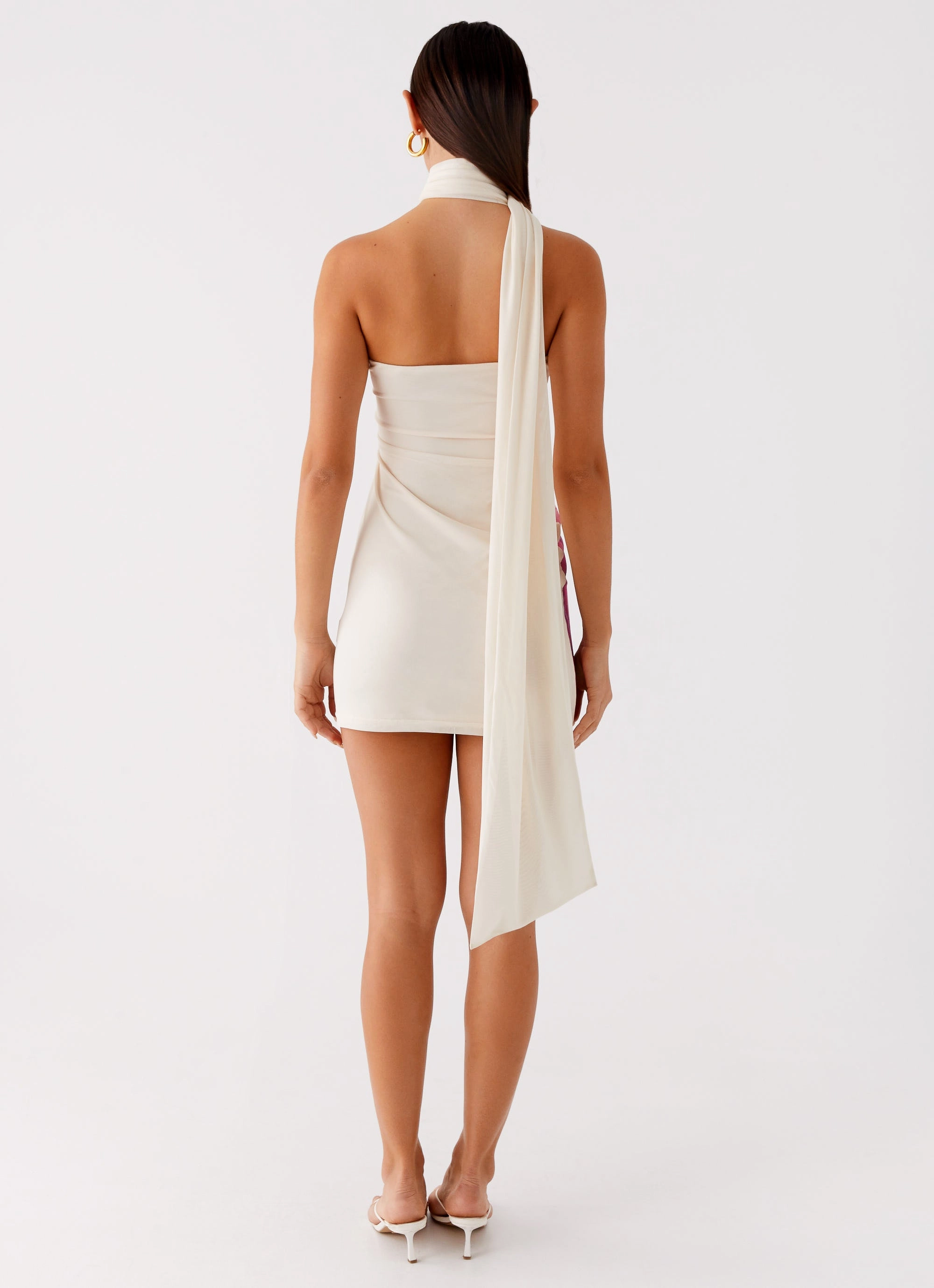 Arcadia Mini Dress - Ivory Modern and Feminine Draped Layer