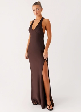 Warm Undertone Bright bold dress Angie Maxi Dress - Chocolate