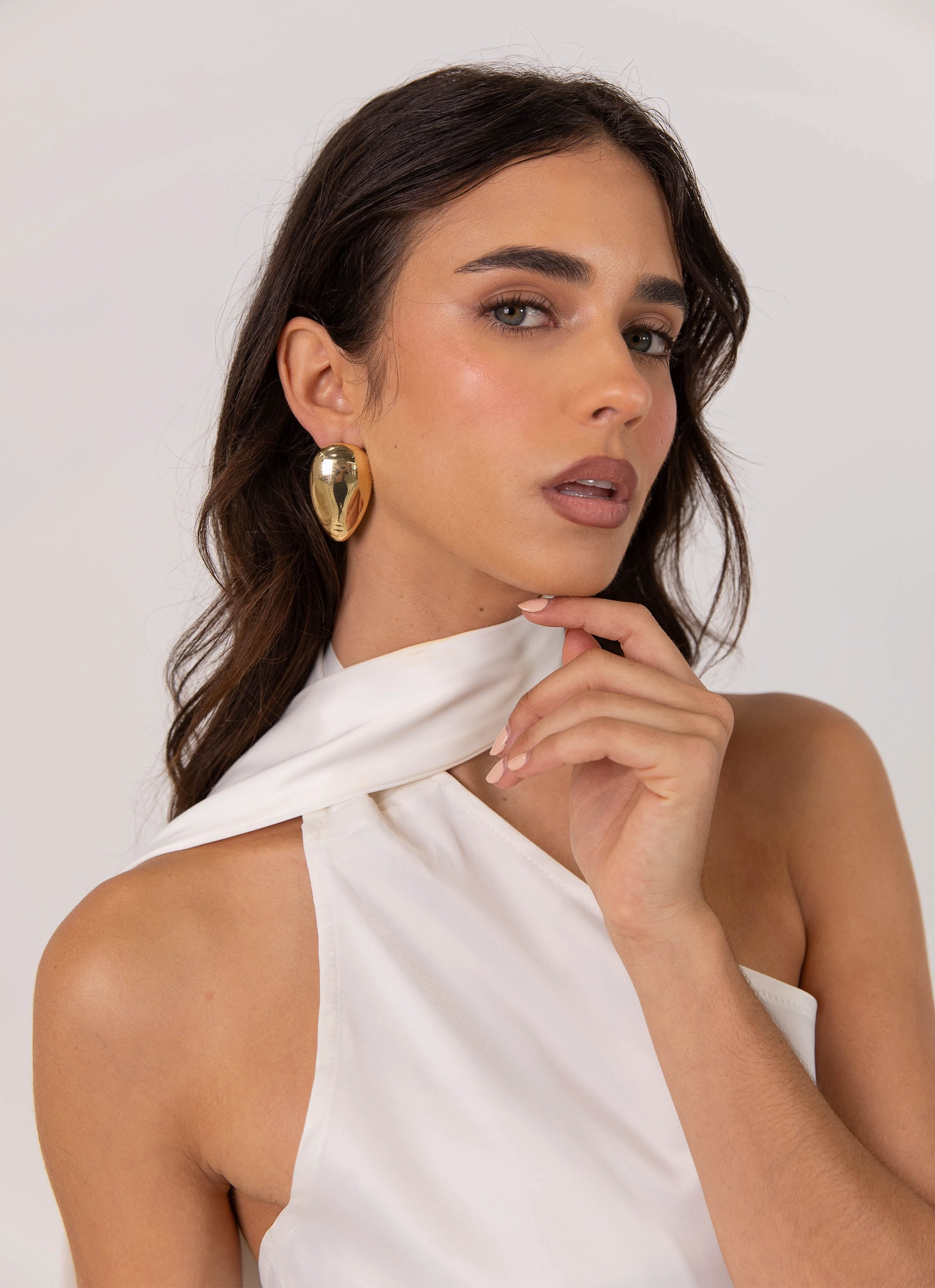 Flattering bodycon dress Cassandra Scarf Mini Dress - Pearl