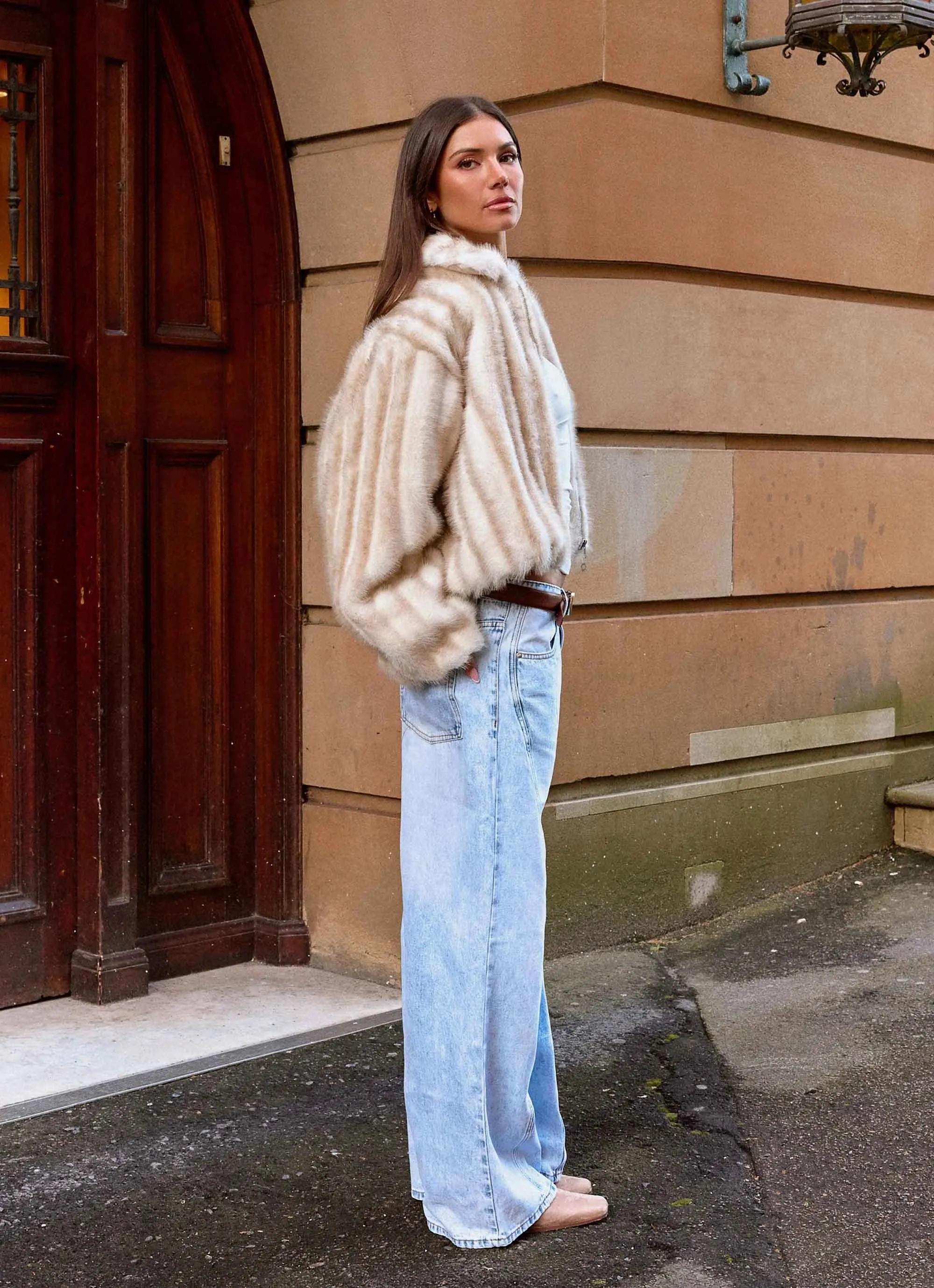 Quilted Construction Choice Naylor Faux Fur Jacket - Blonde