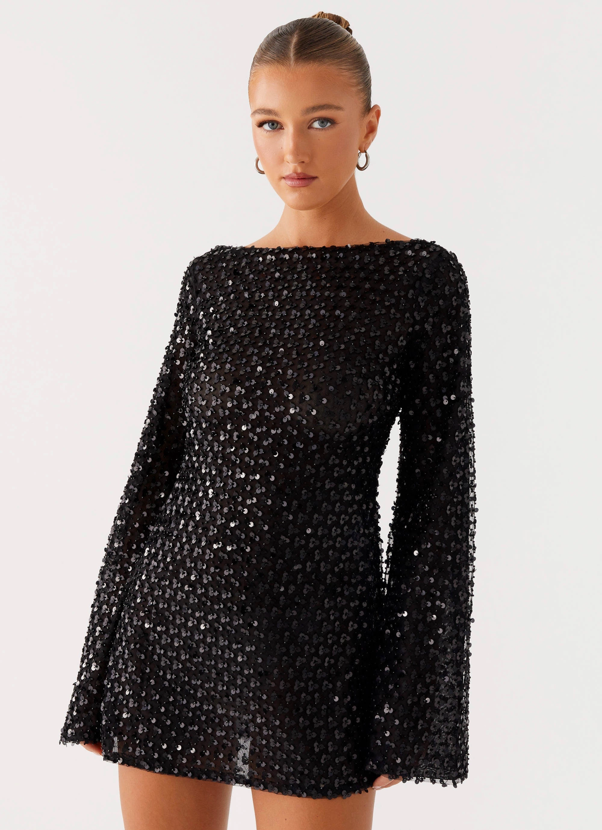 Moment Glow Edessa Sequin Mini Dress - Black