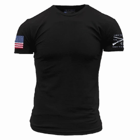 USA Flag Basic T-Shirt - Black Breathable Flex Fit Wrinkle Free Fabric