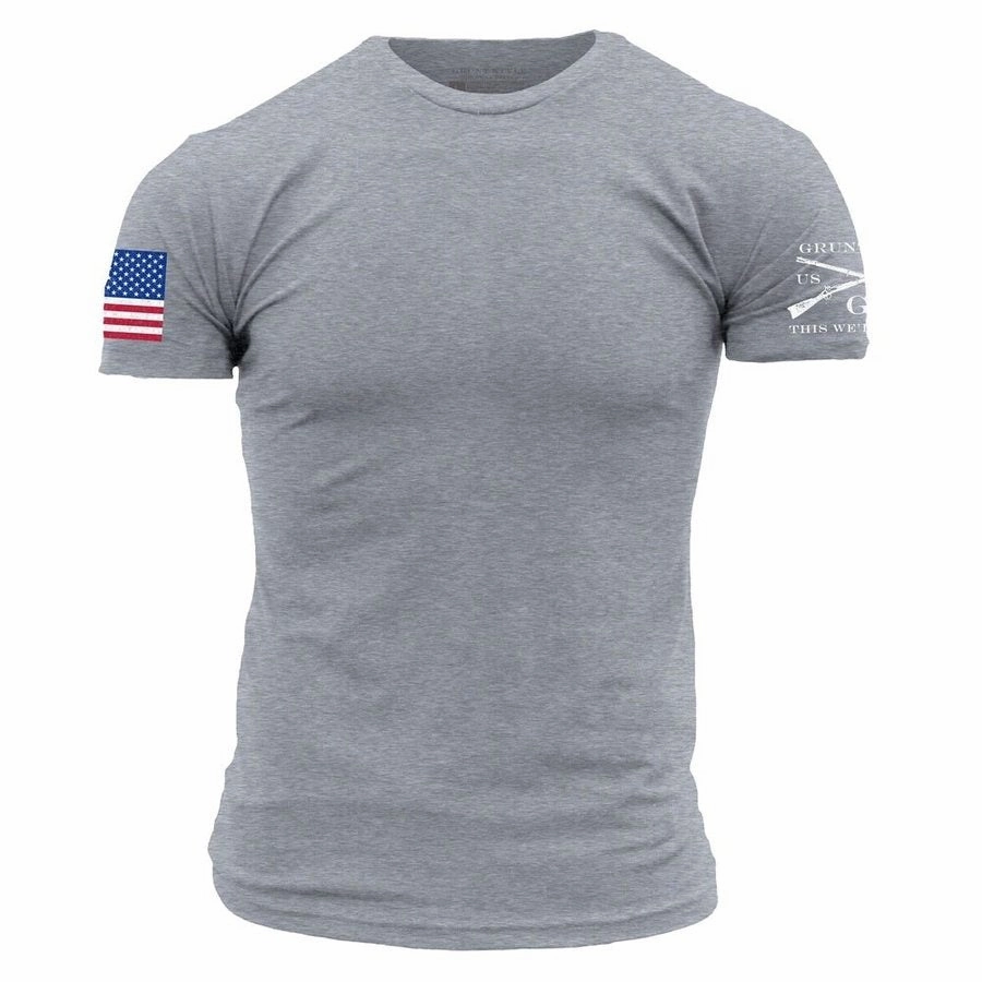MoistureWicking USA Flag Basic T-Shirt - Dark Heather Gray