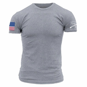 USA Flag Basic T-Shirt - Dark Heather Gray Chafe Free Armhole Relaxed Wearable
