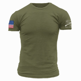 Street Comfort Trendy Fabric USA Flag Basic T-Shirt - Military Green