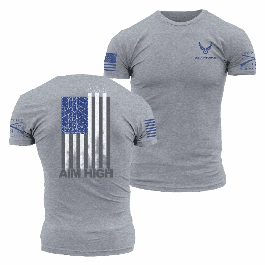 Versatile Style USAF - Aim High Flag T-Shirt - Dark Heather Gray