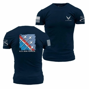 Seasonal Outfit Comfort Stretch USAF - Finger-Four Formation T-Shirt - Midnight Navy
