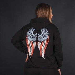 Organic Cotton Chill Comfort Fit Women's Freedom Angel Hoodie - Black