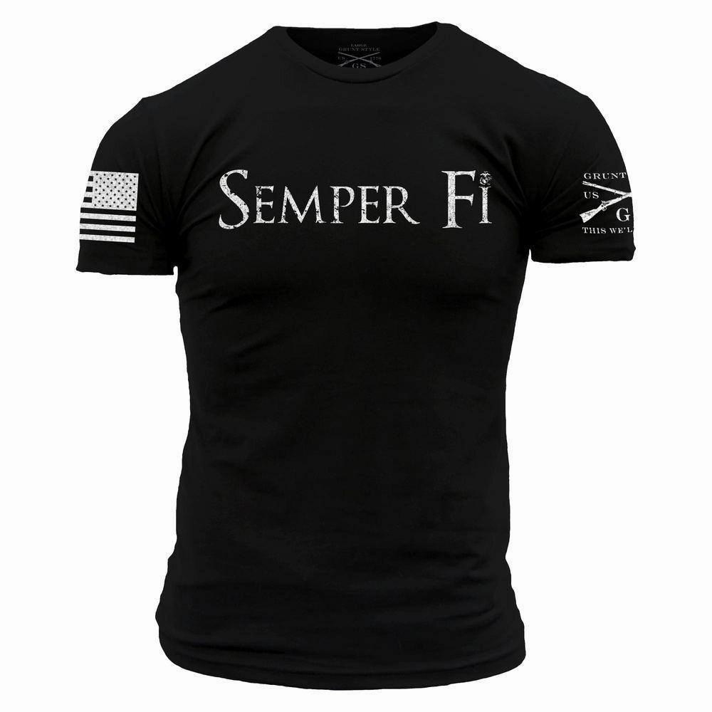 USMC - Semper Fi T-Shirt - Black Soft Comfort Wear