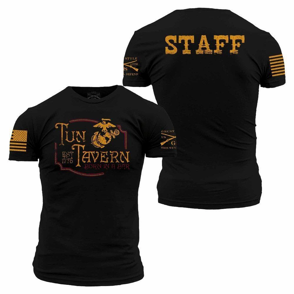 USMC - Tun Tavern Staff T-Shirt- Black Essential Clothing