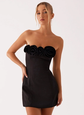Layered-Sleeve Elegant evening wear Patsie Strapless Mini Dress - Black
