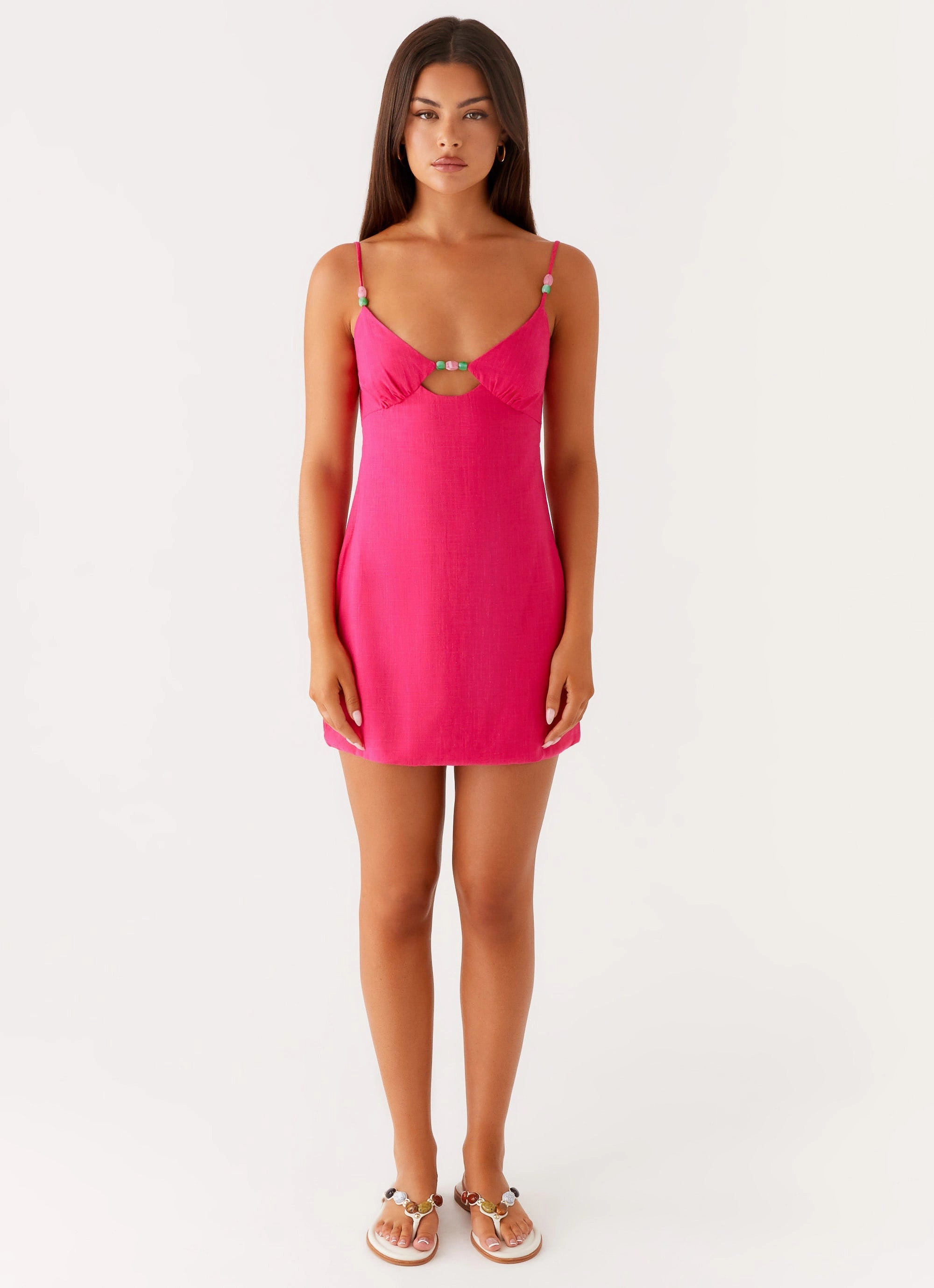 Vander Mini Dress - Fuchsia Cool Elegance Cotton-Blend