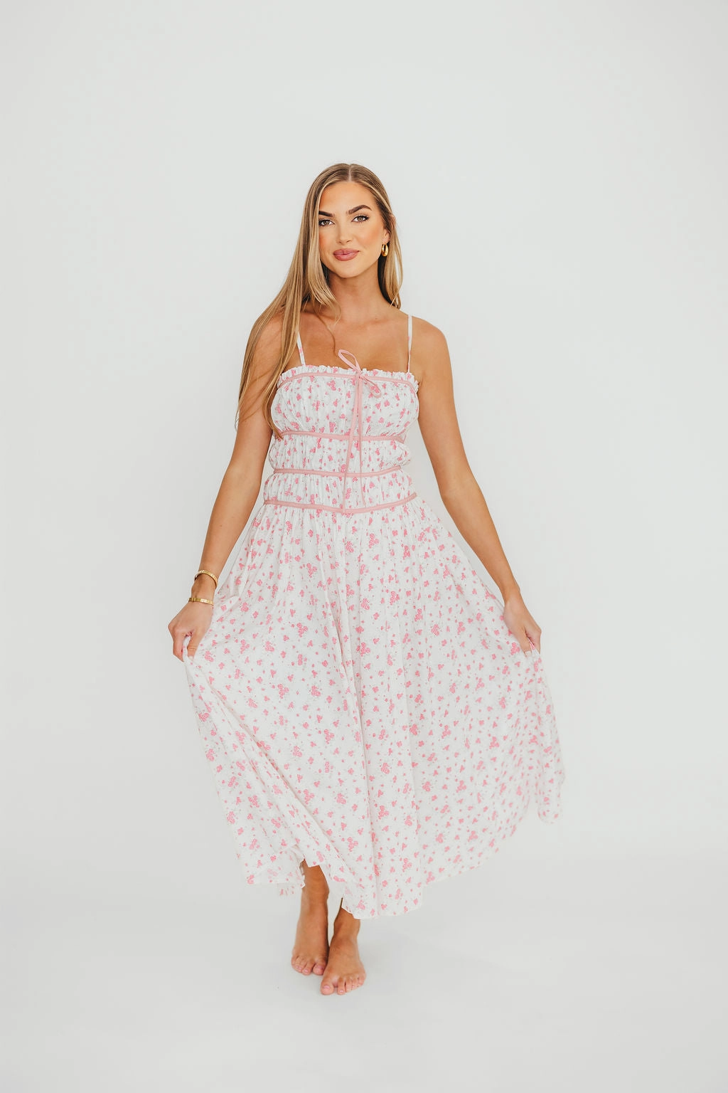 Vanessa Midi Dress in Pink *Final-Sale* Inner lining