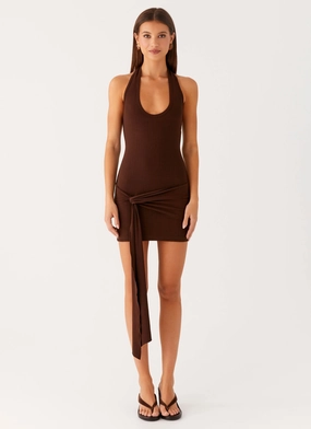 Care-Instructions-Included Slender Look Vedetta Mini Dress - Chocolate